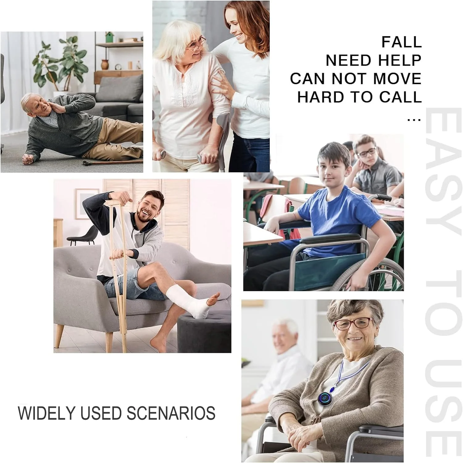 Caregiver Pager, Wireless Call Button for Seniors/Elderly at Home, 3 SOS Buttons + 3 Receivers Medical Life Alert System, Emergency Panic Call Bell, Nurse Calling & Patient Assistance Alarm 3 Receivers + 3 Call Buttons Black - Image 5