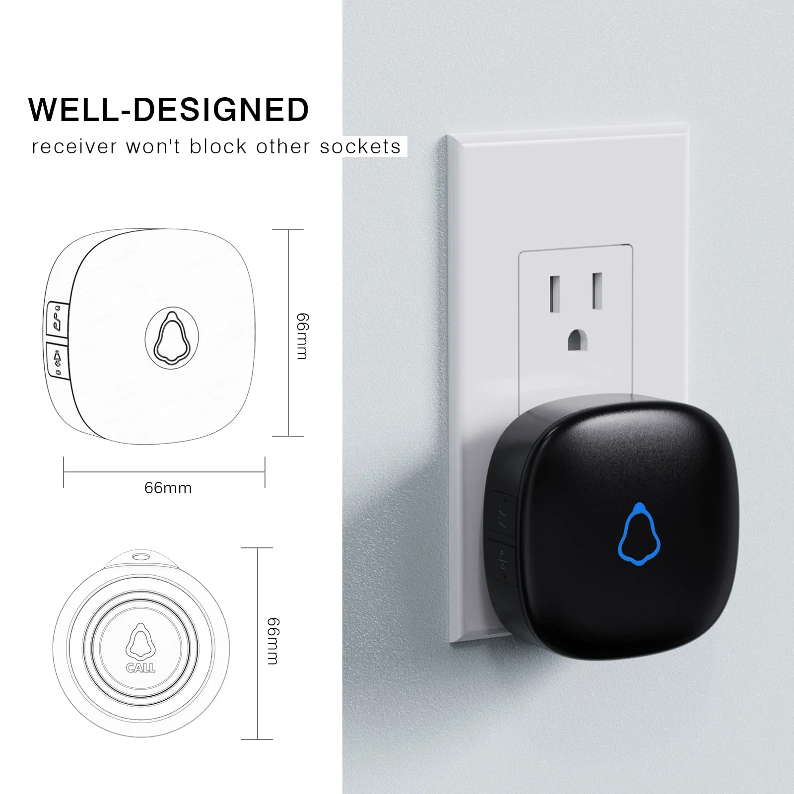 Caregiver Pager, Wireless Call Button for Seniors/Elderly at Home, 3 SOS Buttons + 3 Receivers Medical Life Alert System, Emergency Panic Call Bell, Nurse Calling & Patient Assistance Alarm 3 Receivers + 3 Call Buttons Black - Image 6