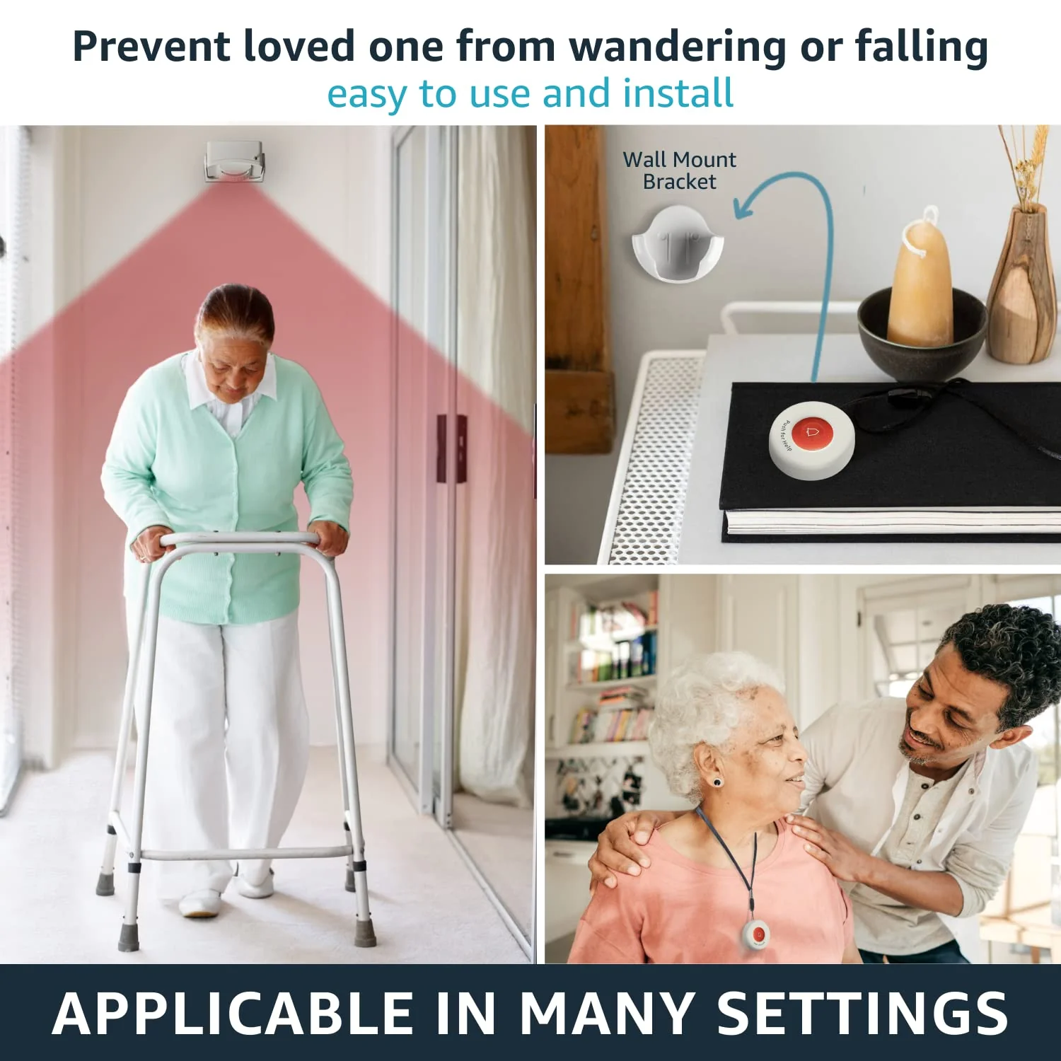 Caregiver Pager Wireless Call Buttons Motion Sensor Alarm Indoor for Elderly Monitoring Fall Prevention Bed Alarm Alert System Portable Nurse Call for Seniors Dementia Patients Emergency 3 Transmitters 1 Receiver - Image 6