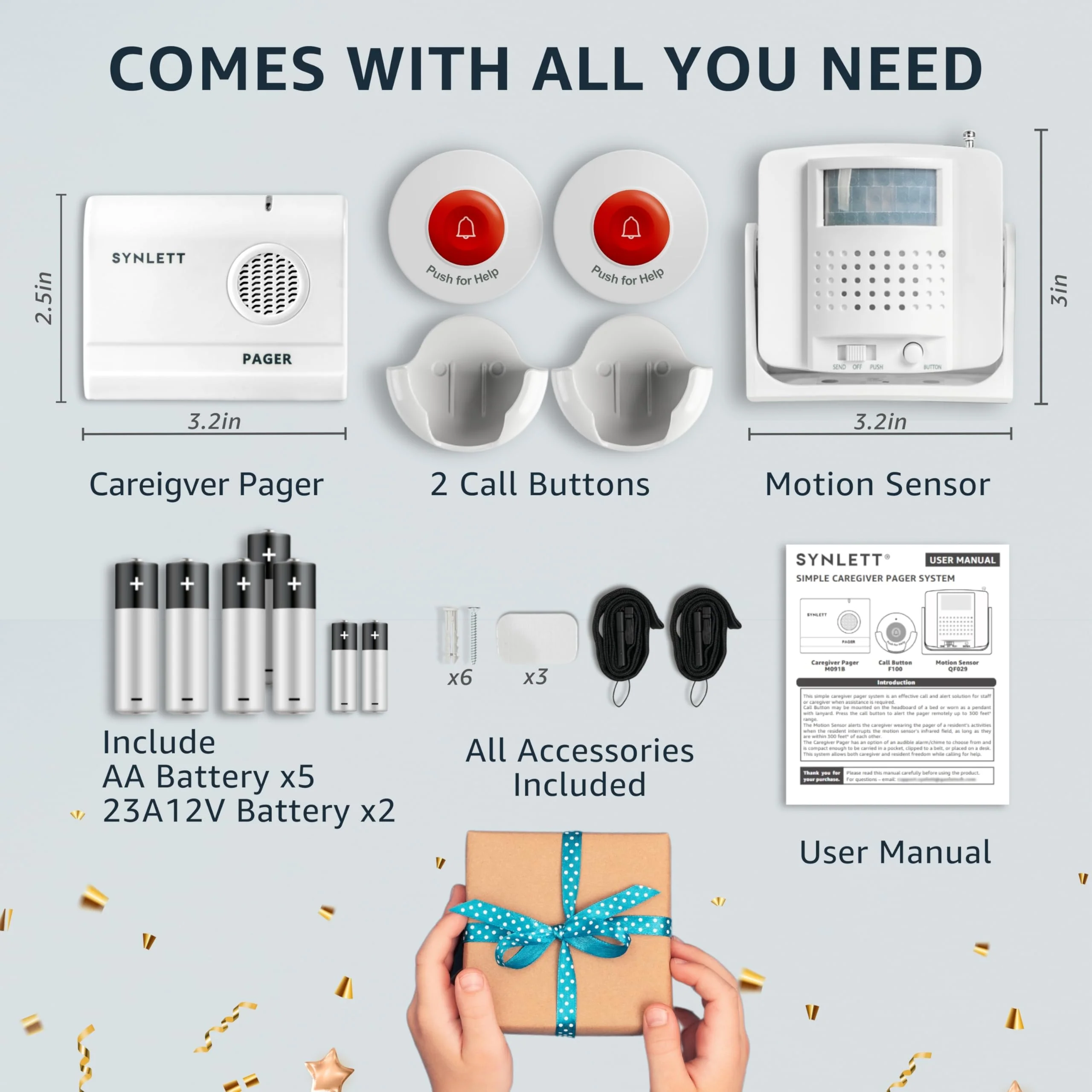 Caregiver Pager Wireless Call Buttons Motion Sensor Alarm Indoor for Elderly Monitoring Fall Prevention Bed Alarm Alert System Portable Nurse Call for Seniors Dementia Patients Emergency 3 Transmitters 1 Receiver - Image 7