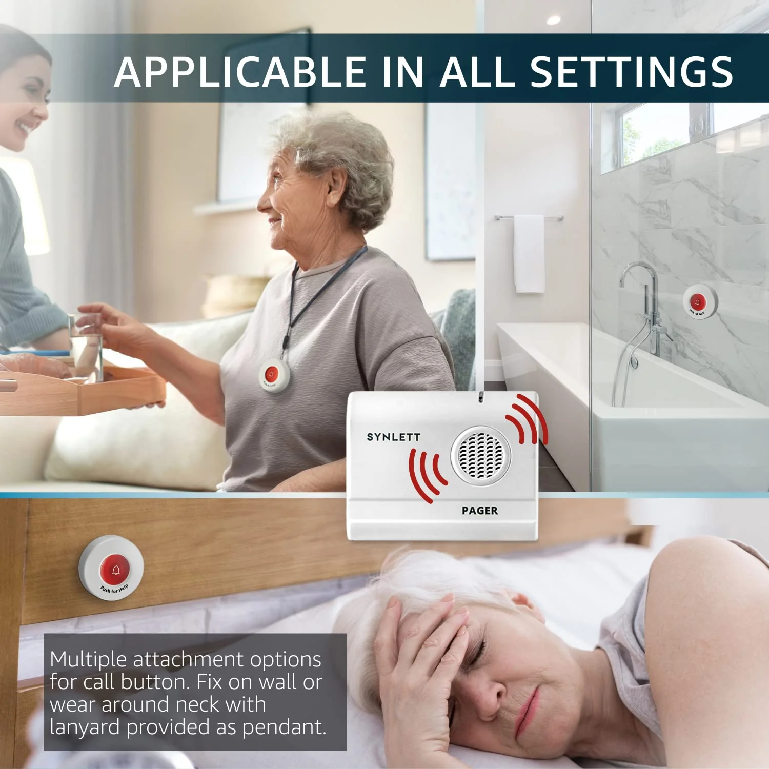 Caregiver Pager Wireless Nurse Call Button for Elderly Monitoring SOS Alert System Portable Alarm Call Bell for Home Care Seniors Patients Emergency 3 Call Buttons 2 Pagers - Image 5