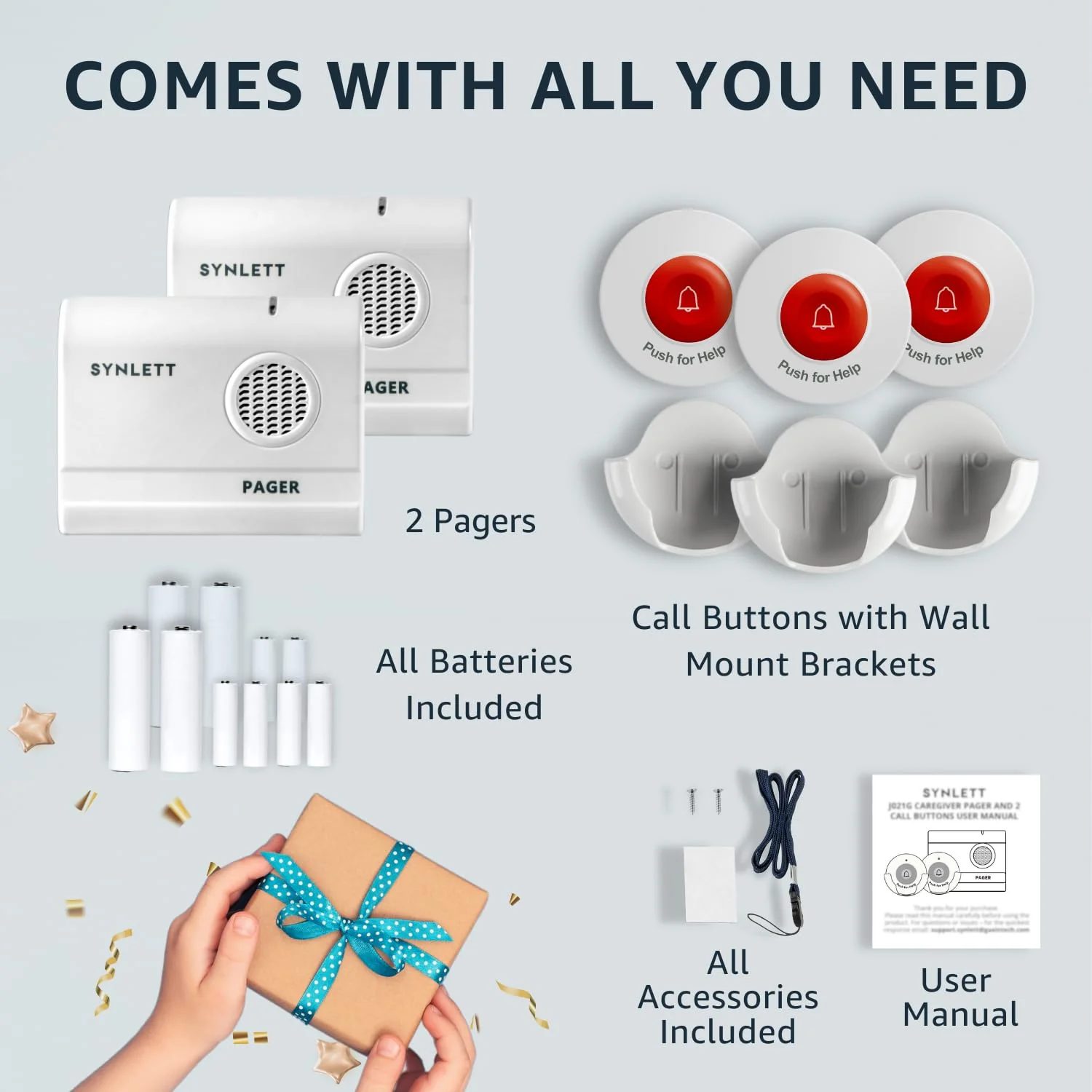 Caregiver Pager Wireless Nurse Call Button for Elderly Monitoring SOS Alert System Portable Alarm Call Bell for Home Care Seniors Patients Emergency 3 Call Buttons 2 Pagers - Image 6