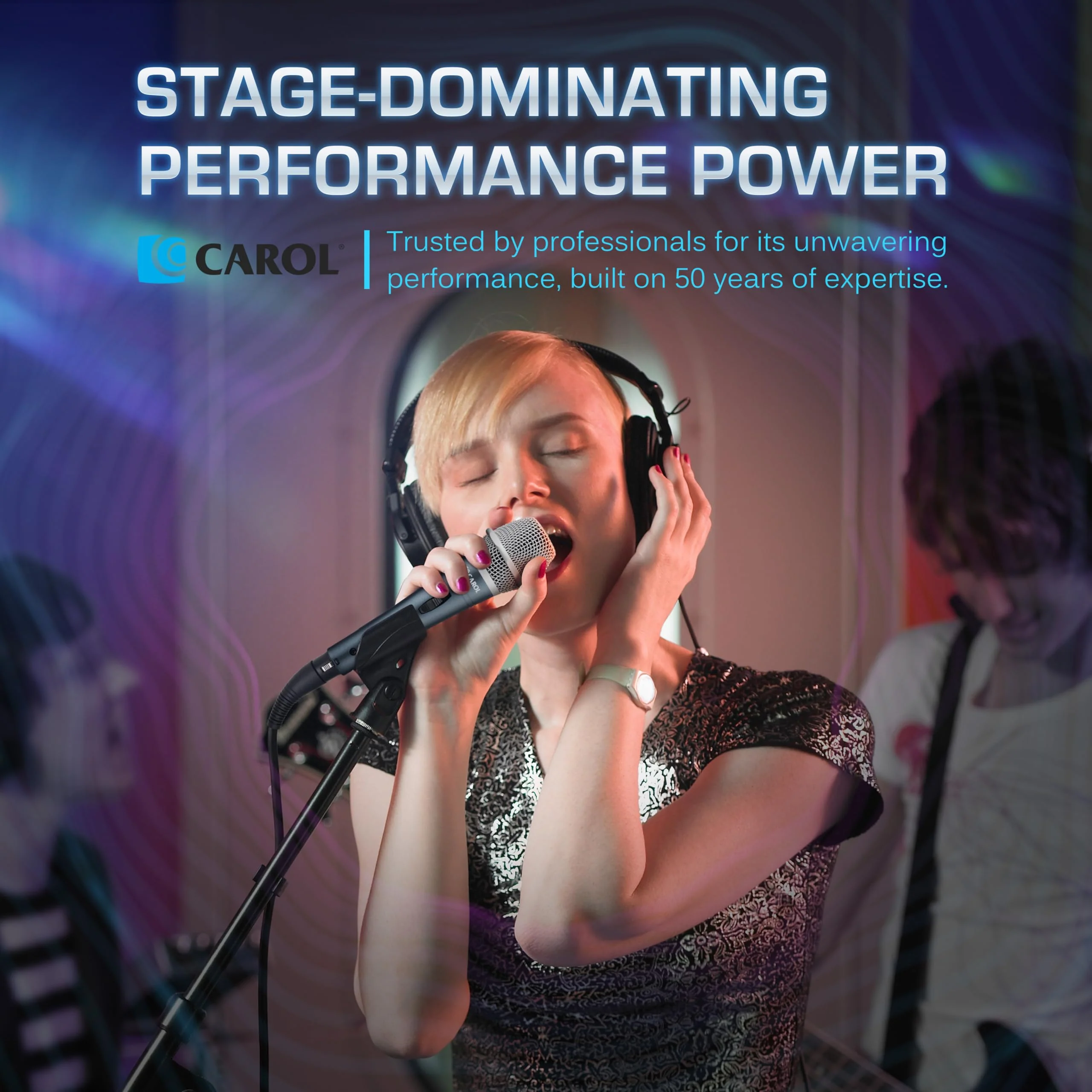 CAROL E dur-916S Silver XLR Wired Vocal Microphone for Singing – Dynamic Supercardioid Mic with Dual Shock Mount System for Karaoke & Public Speaking, Includes Mic Clip, 14.8ft XLR Cable & Switch - Image 7