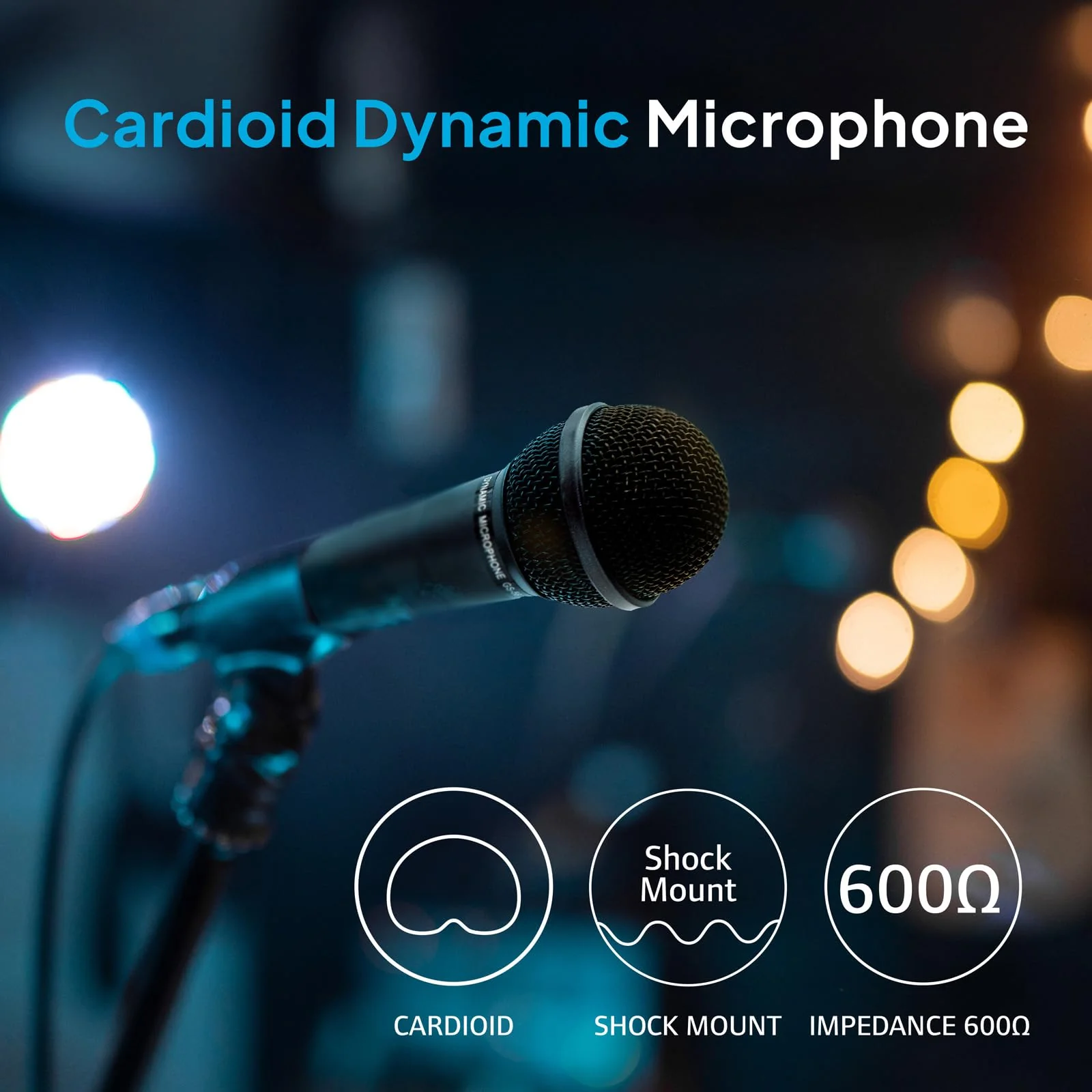 CAROL GS-56 XLR Vocal Microphone for Presentations & Public Speaking – Dynamic Cardioid Mic for Teaching & Seminars. Pro-Tuned for Natural Sound, Includes Mic, XLR to 1/4" Cable & Switch - Image 3