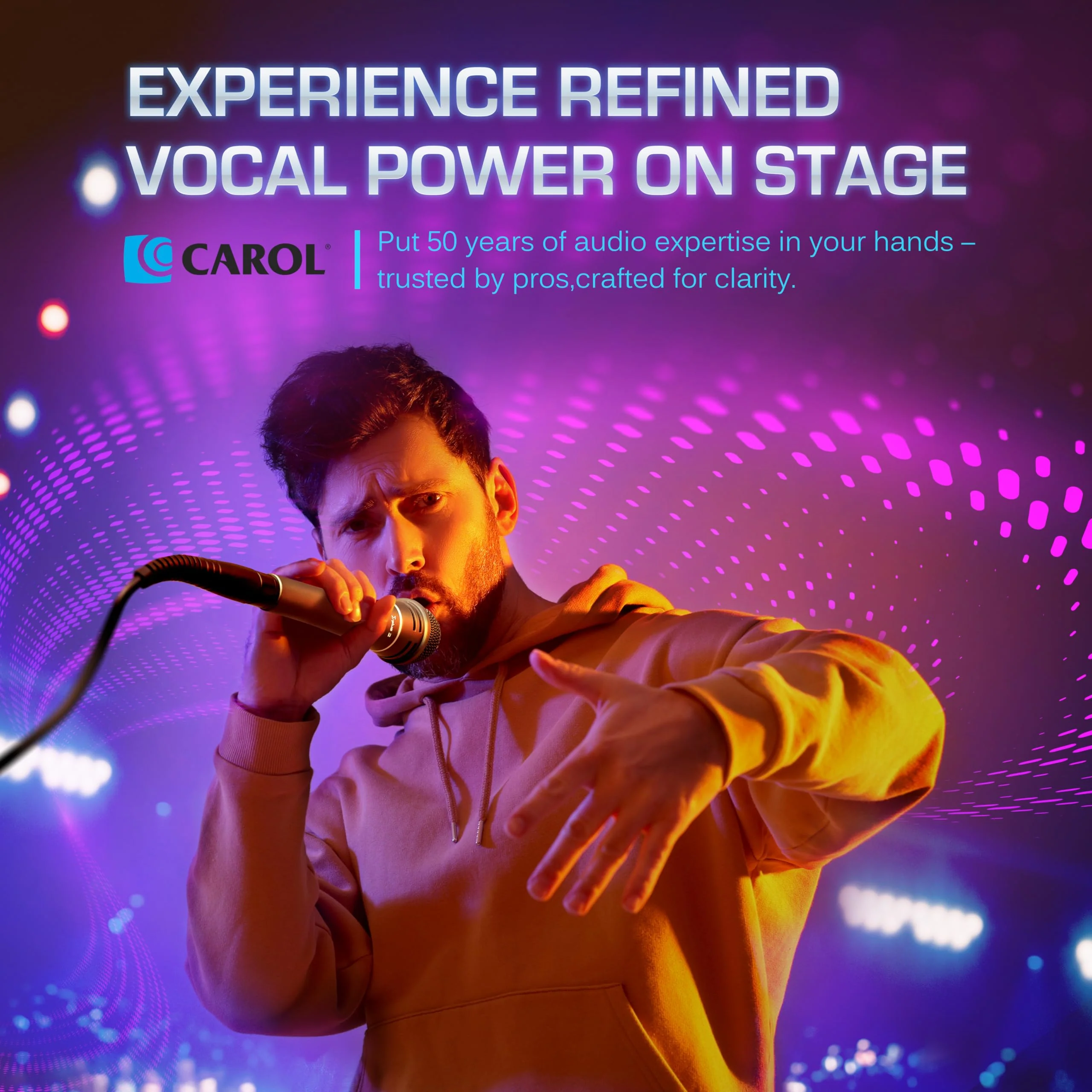 CAROL Sigma-plus2 XLR Wired Vocal Microphone – Dynamic Supercardioid Mic with Dual Shock Mount Tech for Singing, Rock & Metal Band Performances, Includes Mic Clip, 14.8ft XLR Cable & On/Off Switch Σ-plus 2 - Image 6