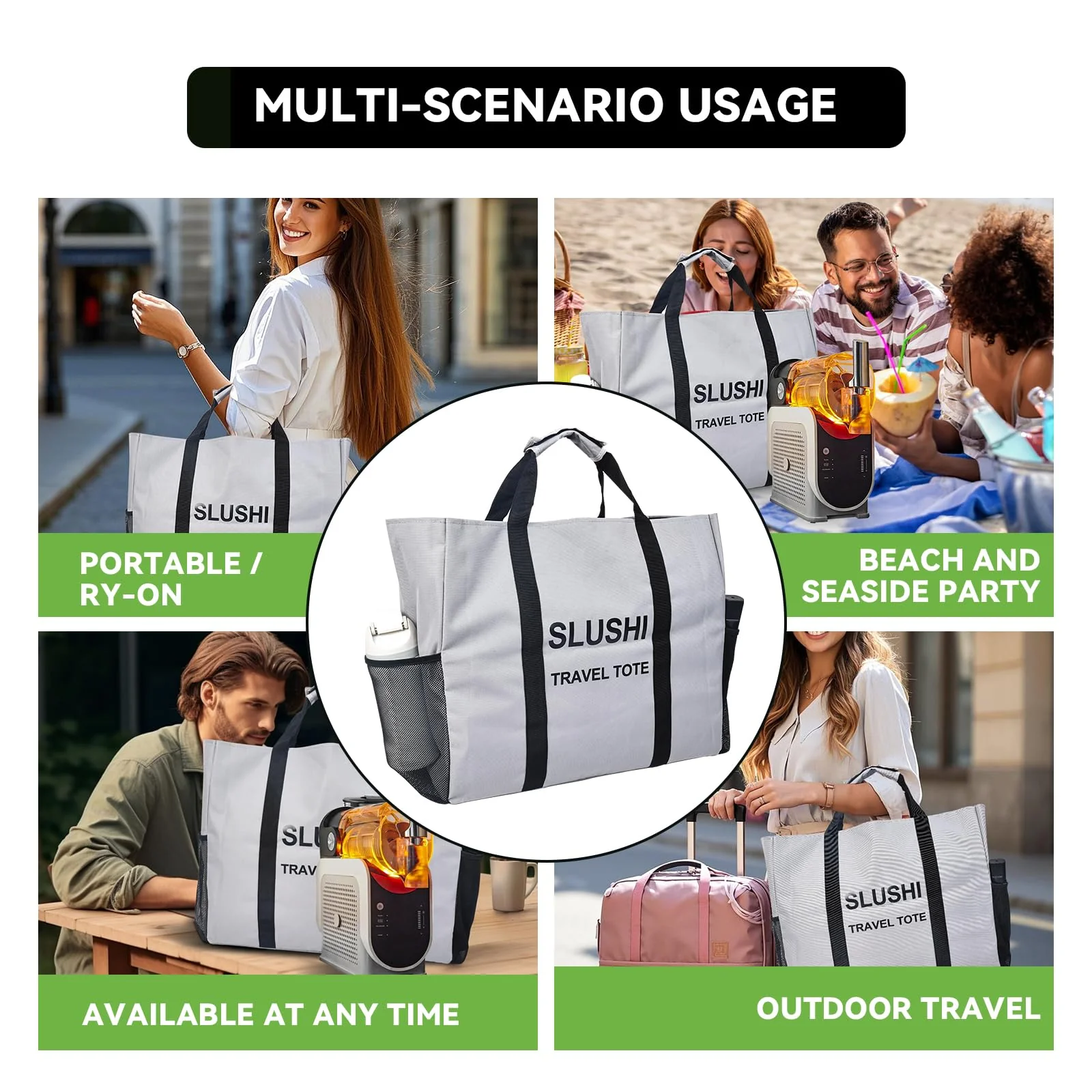 Carrying bag Tote for Ninja Slushi Machine FS300 Series and FS299,Slushie Machine Carrying Bag,Portable Outdoor Frozen Drink Maker Travel Bag,Slushie Machine Accessories (Grey) Grey - Image 7