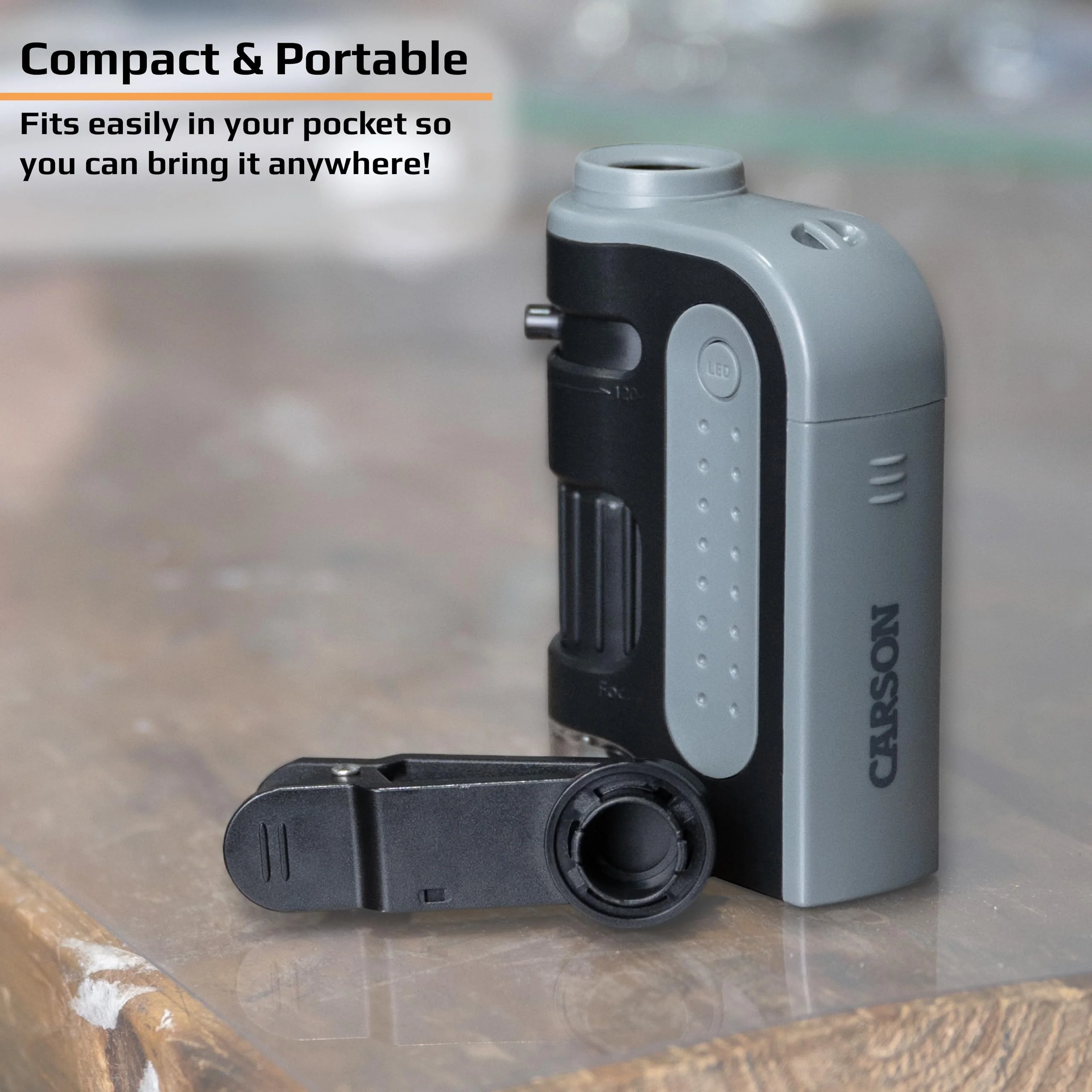Carson MicroBrite Microscope Kit, 60x-120x LED Pocket Microscope for Adults or STEM Education, Pro Includes Adapter with CarsonCam Phone App Converts into Powerful Handheld Digital Microscope (MM-350) 1 MicroBrite + Smartphone Clip (MM-350) - Image 2