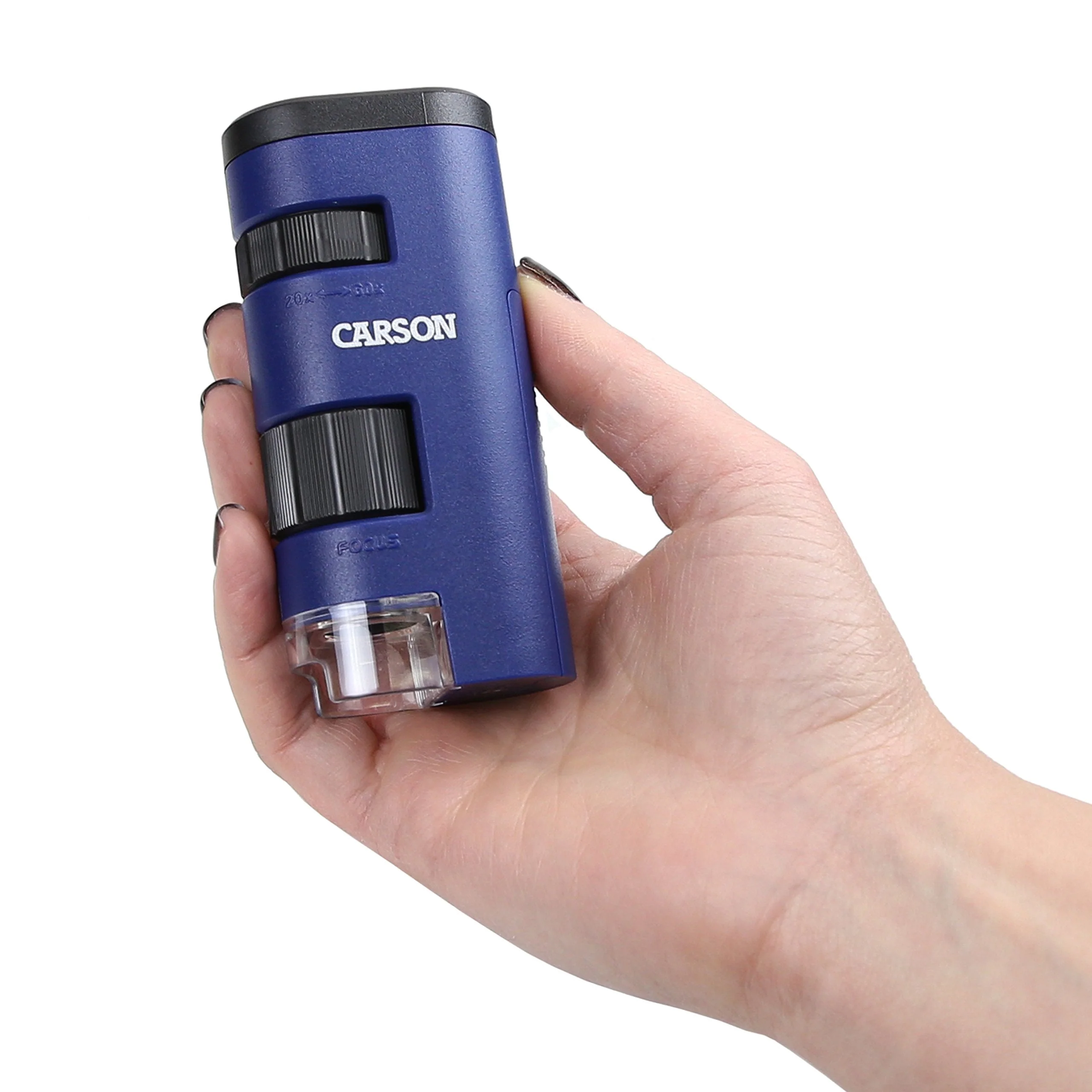 Carson Pocket Micro 20x-60x LED Lighted Zoom Field Microscope with Aspheric Lens System (MM-450),Blue - Image 3
