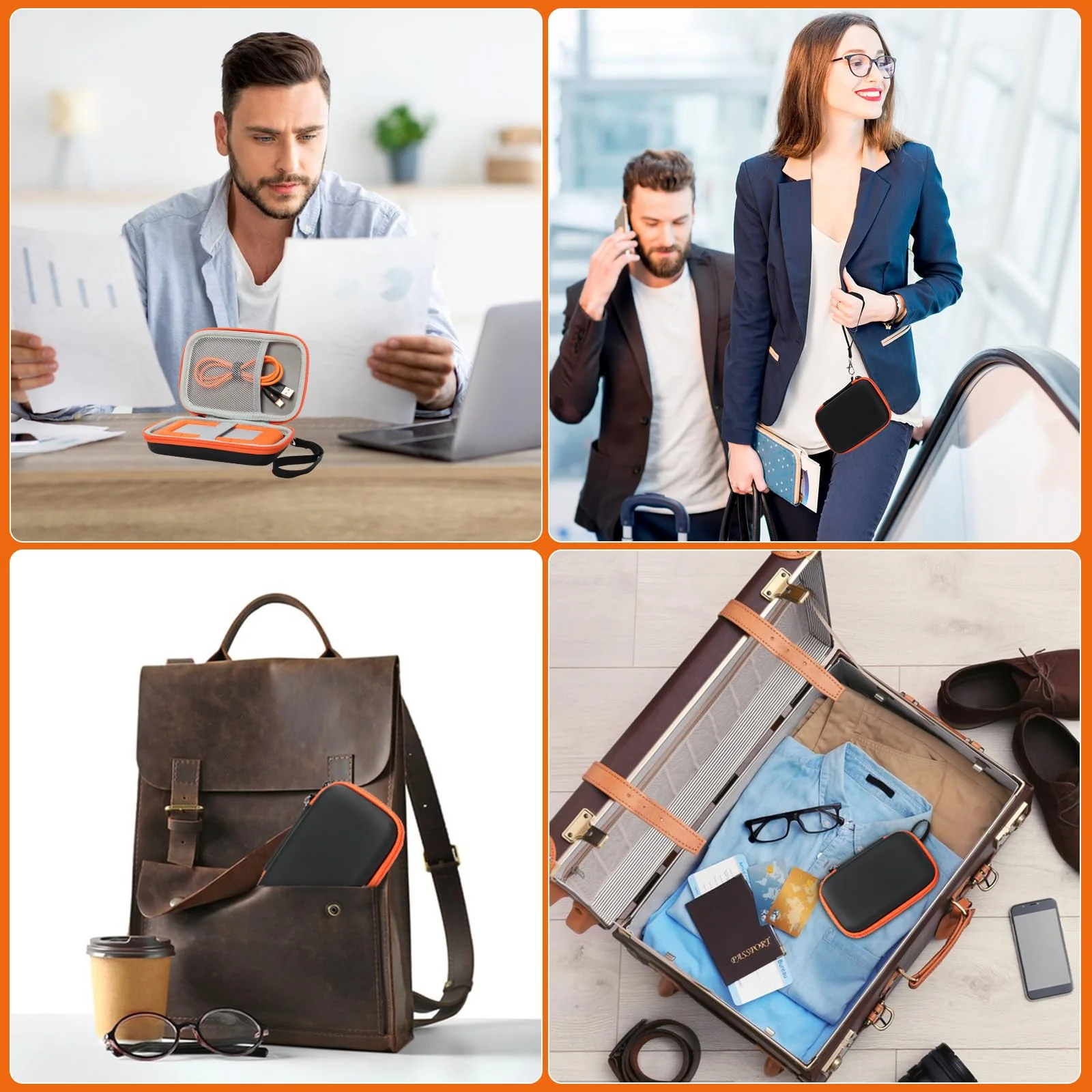 Case Compatible with LaCie Rugged Mini 1TB/ 2TB/ 4TB/ 5TB External Hard Drive Portable HDD, Carring Case Storage Holder for Hard Drives for Mac and PC Computer, Orange (Case Only) - Image 7