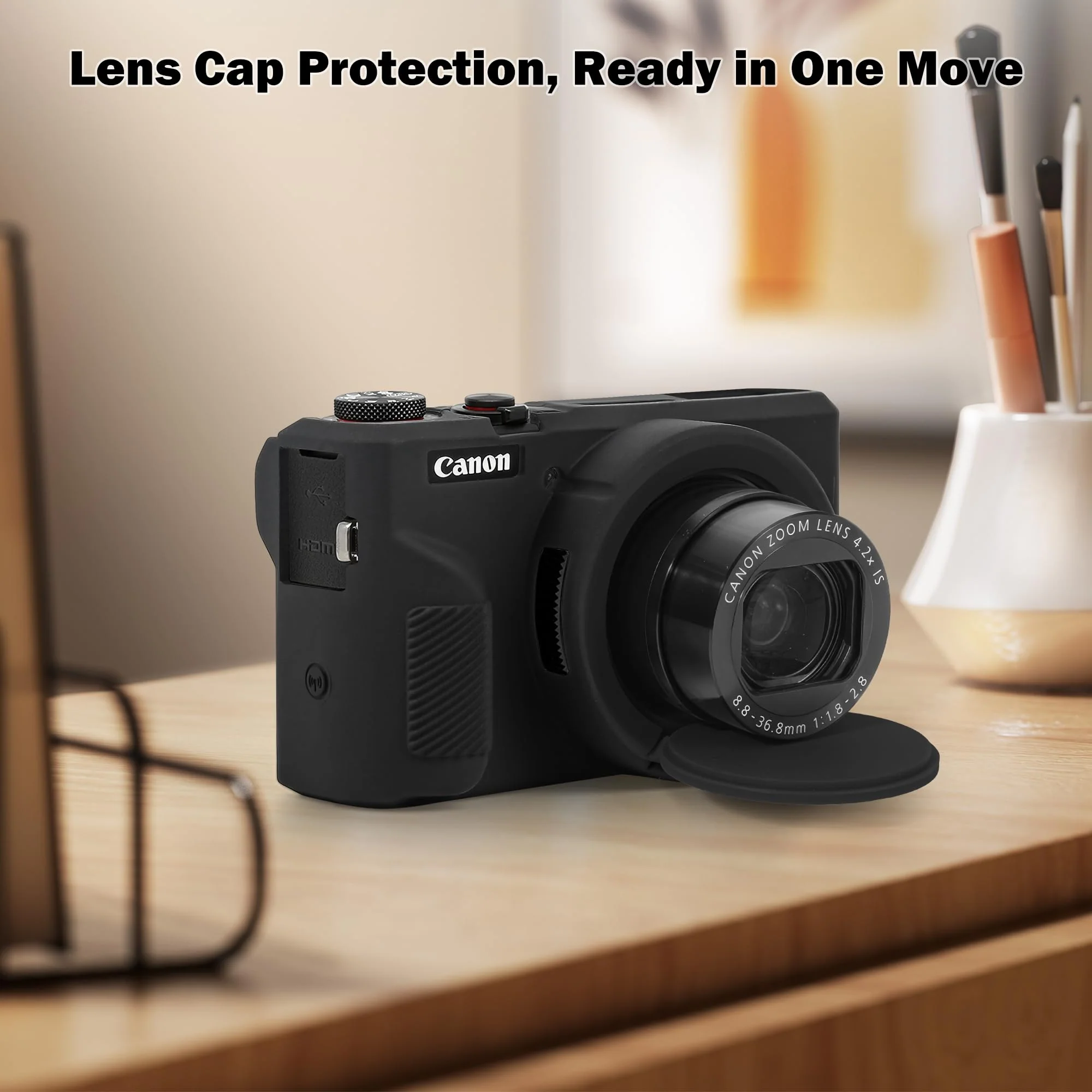Case for Canon PowerShot G7 X Mark III Digital Camera, Soft Anti-Scratch Protective Cover with Removable Lens Cap, Compatible with DSLR, Includes 2 Screen Protectors and 1 Wrist Strap (Black) - Image 2