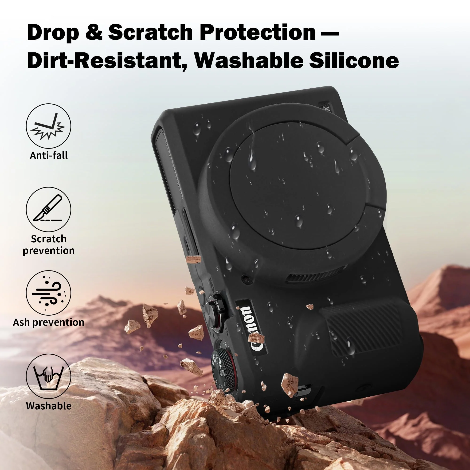 Case for Canon PowerShot G7 X Mark III Digital Camera, Soft Anti-Scratch Protective Cover with Removable Lens Cap, Compatible with DSLR, Includes 2 Screen Protectors and 1 Wrist Strap (Black) - Image 3