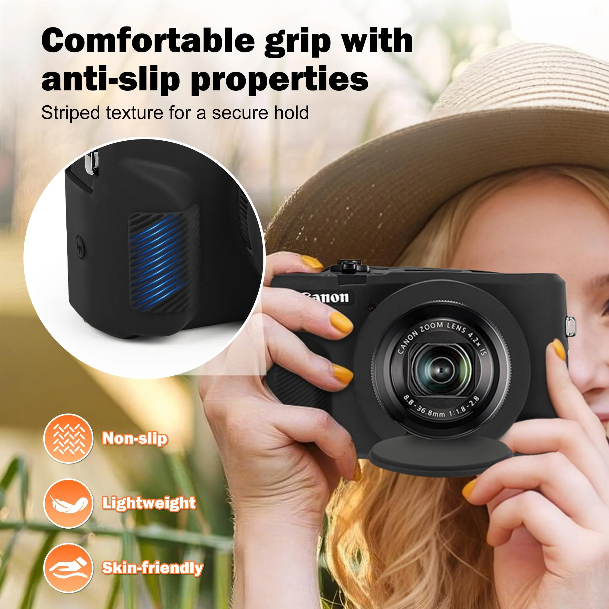 Case for Canon PowerShot G7 X Mark III Digital Camera, Soft Anti-Scratch Protective Cover with Removable Lens Cap, Compatible with DSLR, Includes 2 Screen Protectors and 1 Wrist Strap (Black) - Image 4