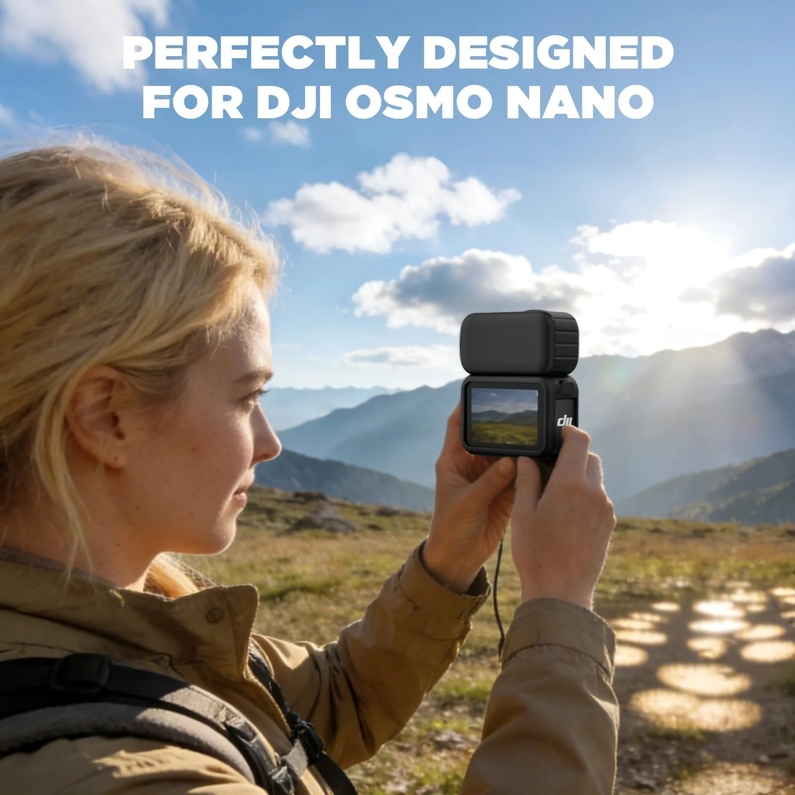 Case for DJI Osmo Nano, Silicone Osmo Nano Case Compatible with Airtag, Soft Non-Slip Anti-Scratch Shock-Absorbent Anti-Drop Wear-Proof and Washable with Lens Cap (Black) Black - Image 5
