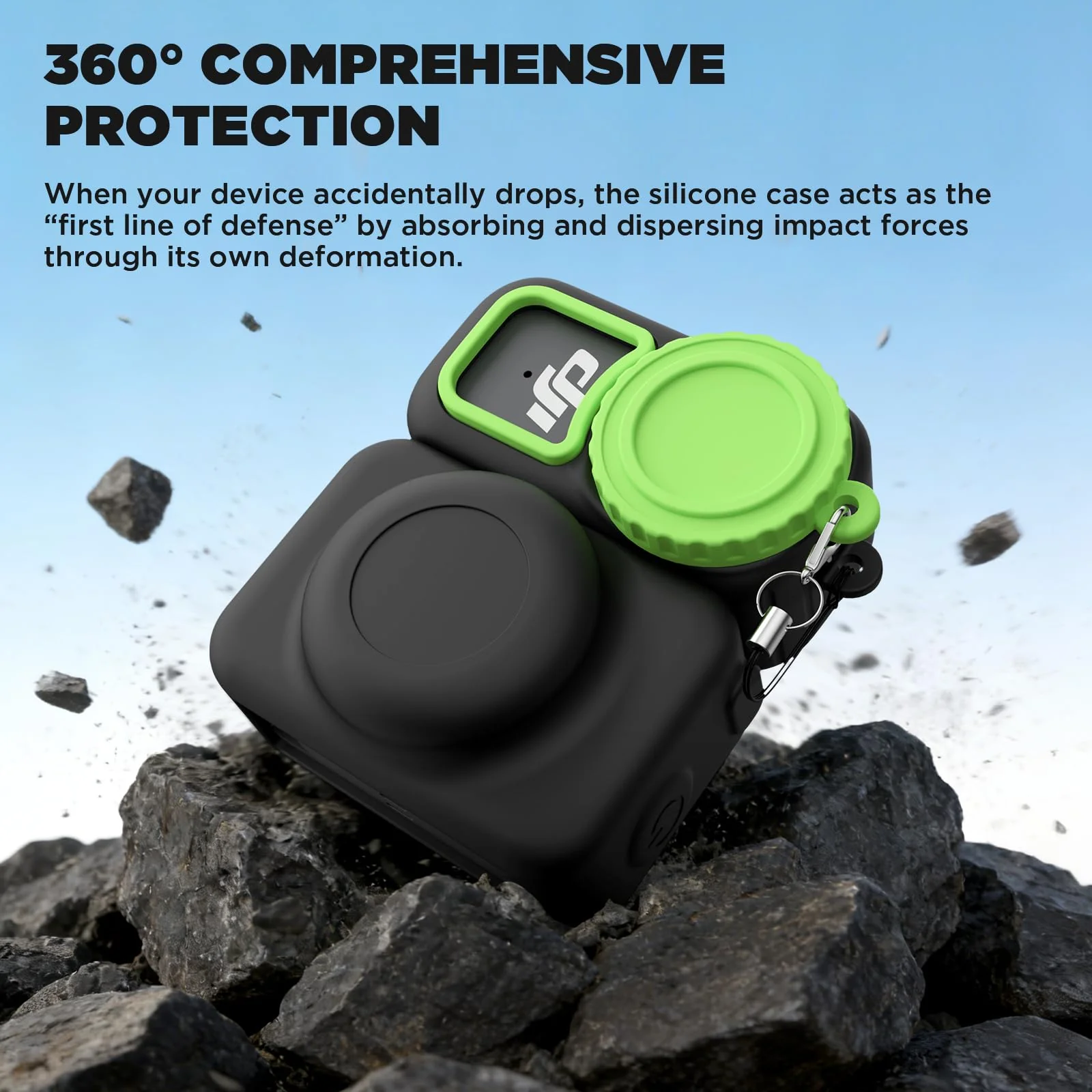 Case for DJI Osmo Nano, Silicone Osmo Nano Case Compatible with Airtag, Soft Non-Slip Anti-Scratch Shock-Absorbent Anti-Drop Wear-Proof and Washable with Lens Cap (Black) Black - Image 6