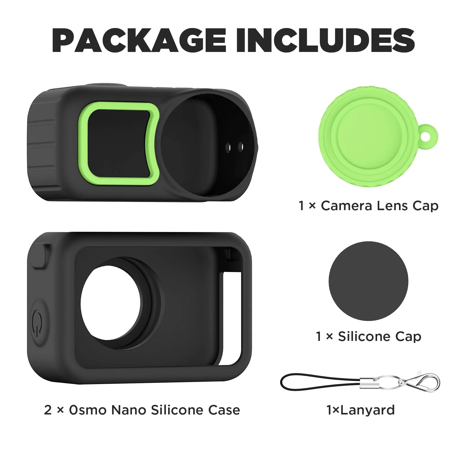 Case for DJI Osmo Nano, Silicone Osmo Nano Case Compatible with Airtag, Soft Non-Slip Anti-Scratch Shock-Absorbent Anti-Drop Wear-Proof and Washable with Lens Cap (Black) Black - Image 7