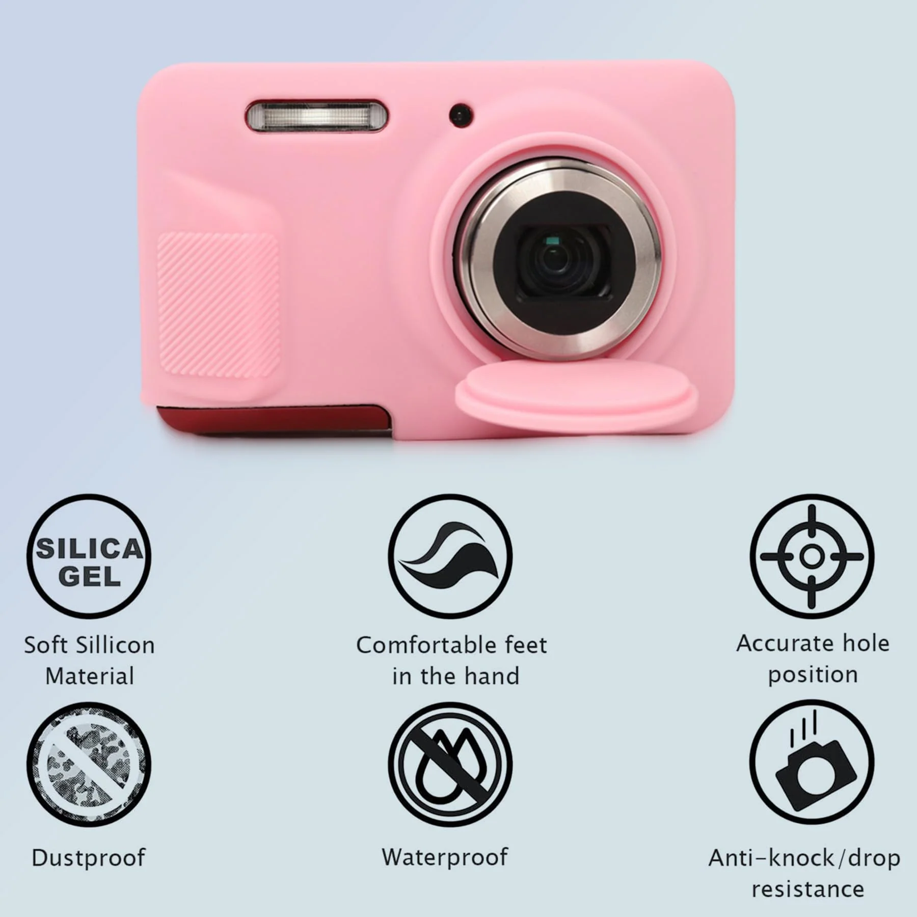 Case for Kodak Pixpro Fz55 Digital Camera,Fz55 Case Silicone,for Kodak Pixpro Fz55 Accessories,Soft Protective Camera Cover with Removable Lens Cap Slim Fit Sleeve Anti-Scratch(Pink) Pink - Image 4