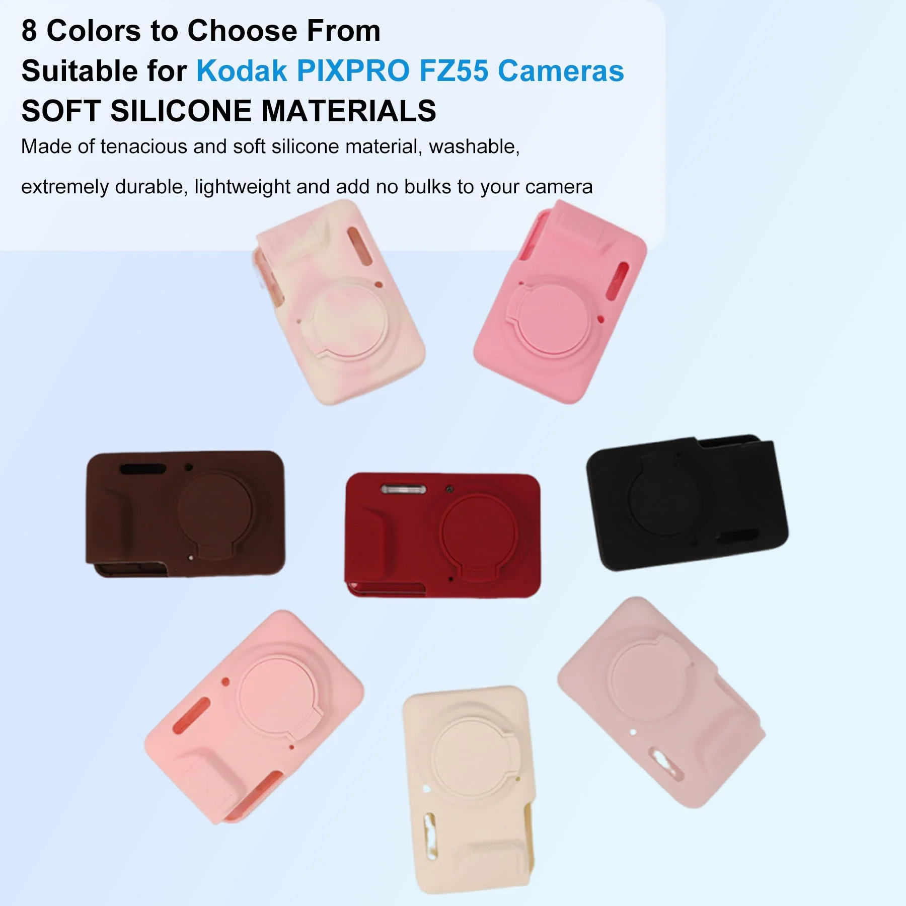 Case for Kodak Pixpro Fz55 Digital Camera,Fz55 Case Silicone,for Kodak Pixpro Fz55 Accessories,Soft Protective Camera Cover with Removable Lens Cap Slim Fit Sleeve Anti-Scratch(Pink) Pink - Image 7