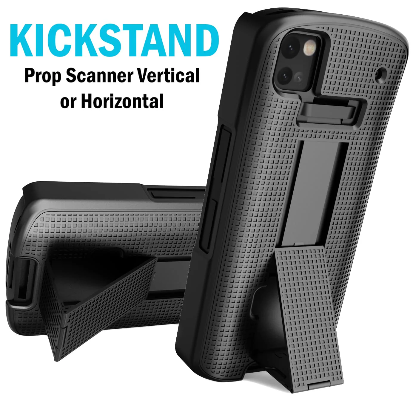 Case + Hand Strap + Belt Clip Combo for Zebra TC53 TC58 Mobile Computer Scanner, Nakedcellphone Slim Hard Shell Cover with Kickstand and [Rotating/Ratchet] Belt Hip Holster Holder Combo - Black - Image 5