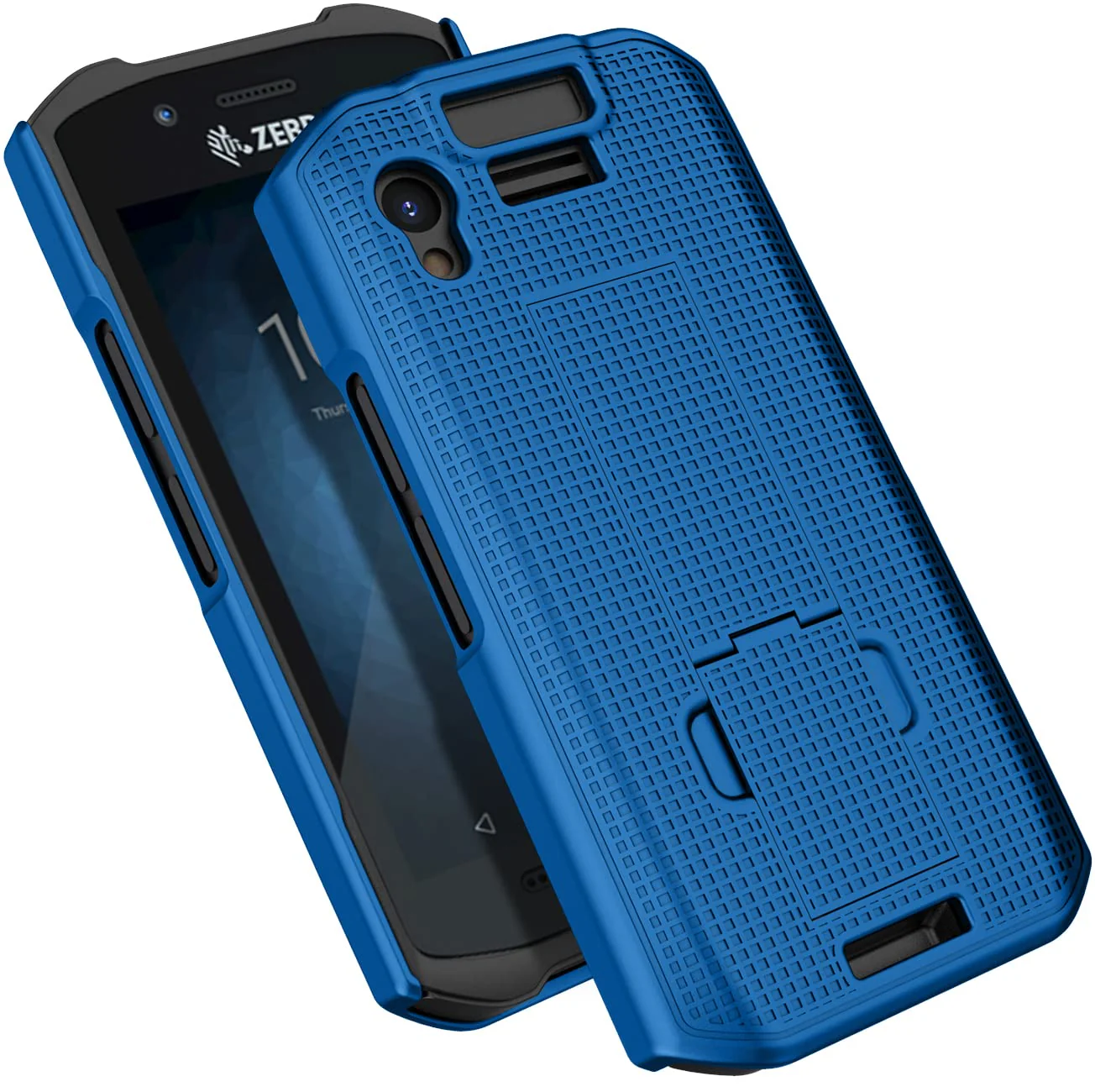 Case + Hand Strap Combo for Zebra TC21 TC26 Mobile Computer Scanner, Nakedcellphone Textured Slim Hard Shell Protector Cover with Kickstand - Cobalt Blue - Image 5
