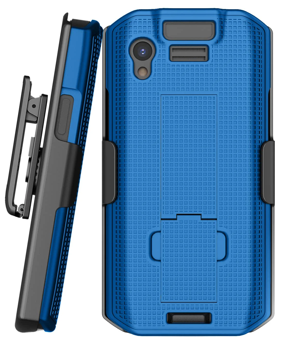 Case with Clip for Zebra TC21 TC26 Mobile Computer Scanner, Nakedcellphone Slim Hard Shell Cover with Kickstand and [Rotating/Ratchet] Belt Hip Holster Combo - Cobalt Blue - Image 2