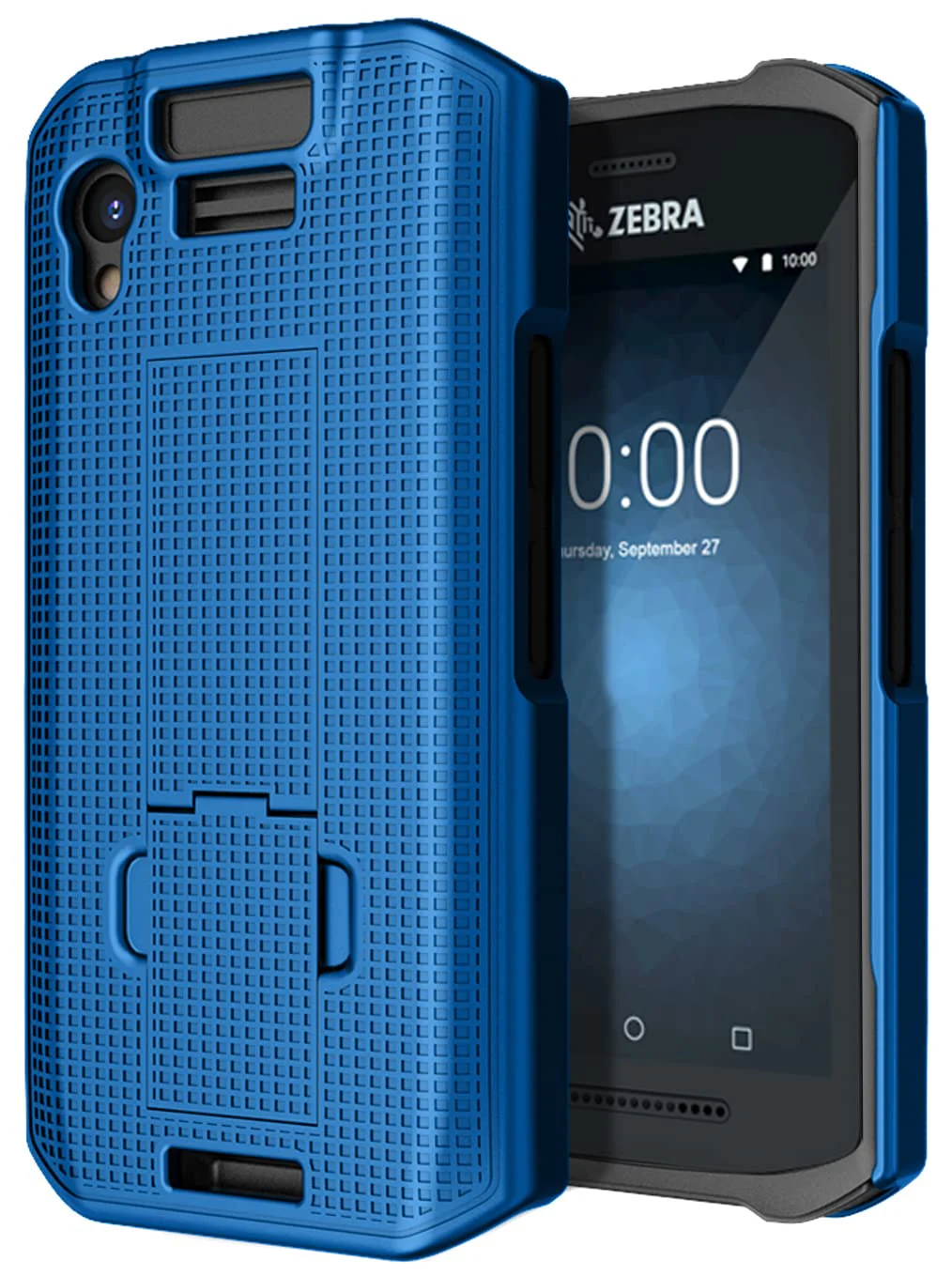 Case with Clip for Zebra TC21 TC26 Mobile Computer Scanner, Nakedcellphone Slim Hard Shell Cover with Kickstand and [Rotating/Ratchet] Belt Hip Holster Combo - Cobalt Blue - Image 3