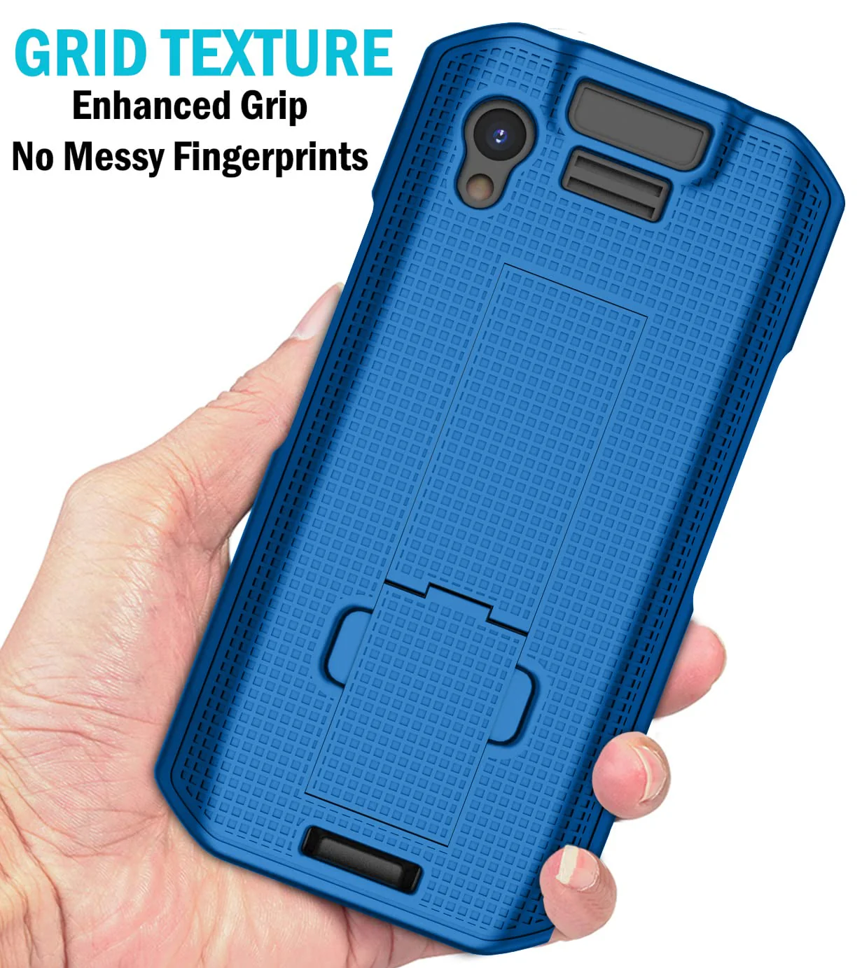 Case with Clip for Zebra TC21 TC26 Mobile Computer Scanner, Nakedcellphone Slim Hard Shell Cover with Kickstand and [Rotating/Ratchet] Belt Hip Holster Combo - Cobalt Blue - Image 4
