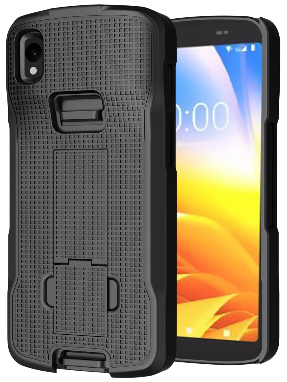 Case with Clip for Zebra TC22 TC27 Mobile Computer Scanner, Nakedcellphone Slim Hard Shell Cover with Kickstand and [Rotating/Ratchet] Belt Hip Holster Holder Combo - Black - Image 6