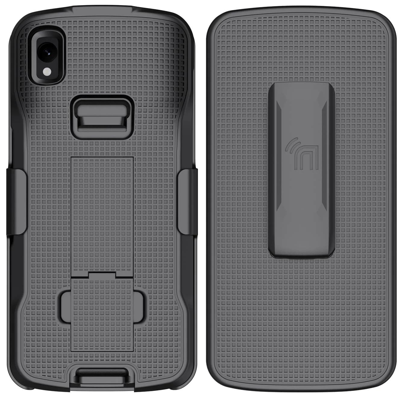Case with Clip for Zebra TC22 TC27 Mobile Computer Scanner, Nakedcellphone Slim Hard Shell Cover with Kickstand and [Rotating/Ratchet] Belt Hip Holster Holder Combo - Black - Image 8