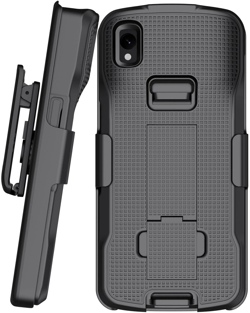 Case with Clip for Zebra TC22 TC27 Mobile Computer Scanner, Nakedcellphone Slim Hard Shell Cover with Kickstand and [Rotating/Ratchet] Belt Hip Holster Holder Combo - Black - Image 9