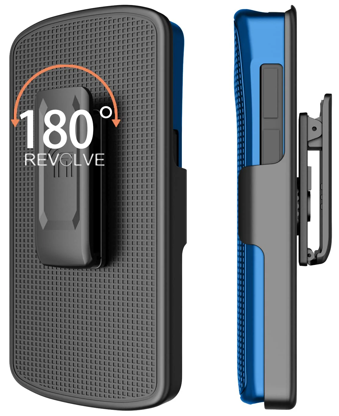 Case with Clip for Zebra TC53 TC58 Mobile Computer Scanner, Nakedcellphone Slim Hard Shell Cover with Kickstand and [Rotating/Ratchet] Belt Hip Holster Combo - Cobalt Blue - Image 3