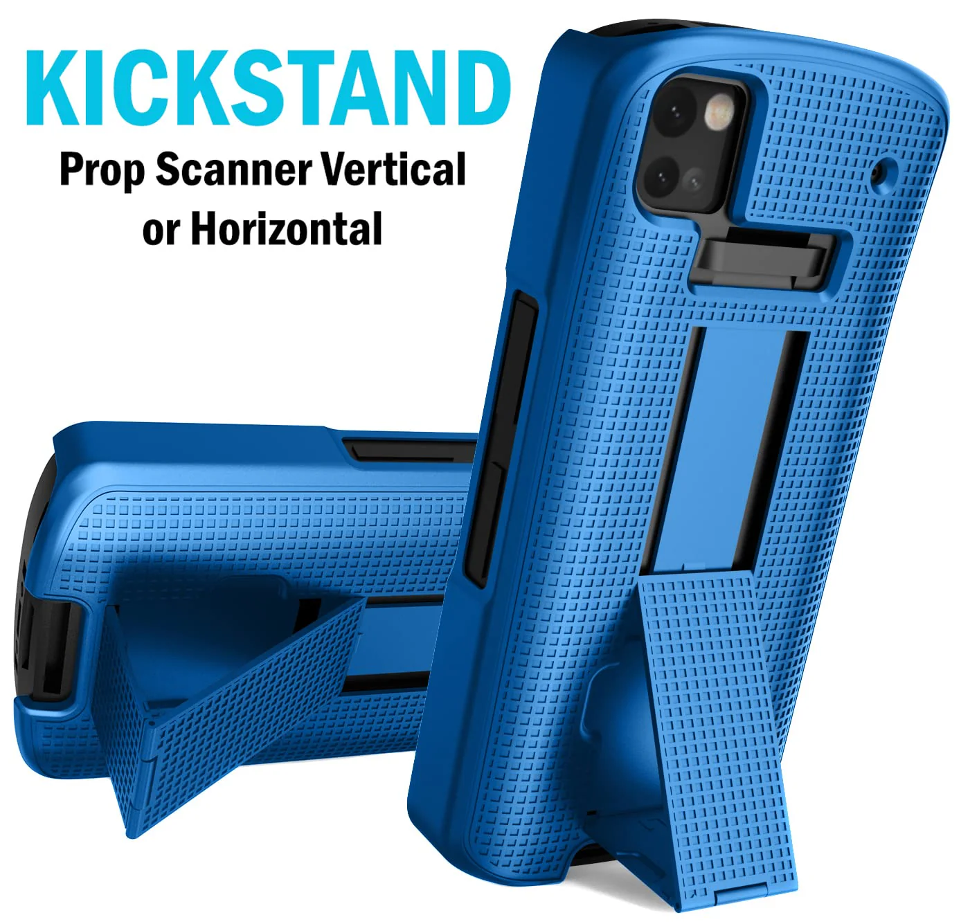 Case with Clip for Zebra TC53 TC58 Mobile Computer Scanner, Nakedcellphone Slim Hard Shell Cover with Kickstand and [Rotating/Ratchet] Belt Hip Holster Combo - Cobalt Blue - Image 4