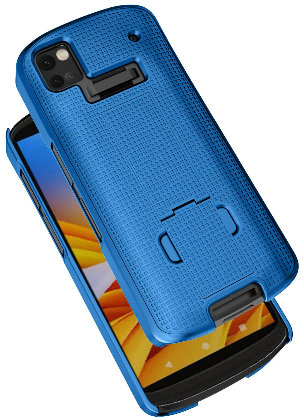 Case with Clip for Zebra TC53 TC58 Mobile Computer Scanner, Nakedcellphone Slim Hard Shell Cover with Kickstand and [Rotating/Ratchet] Belt Hip Holster Combo - Cobalt Blue - Image 5