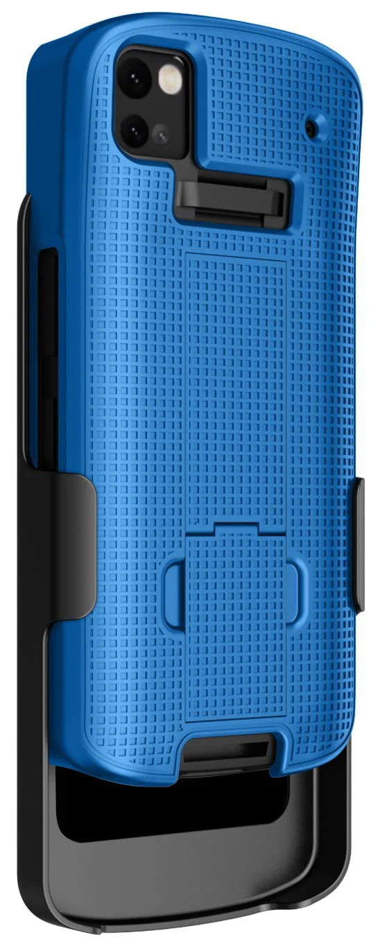 Case with Clip for Zebra TC53 TC58 Mobile Computer Scanner, Nakedcellphone Slim Hard Shell Cover with Kickstand and [Rotating/Ratchet] Belt Hip Holster Combo - Cobalt Blue - Image 9