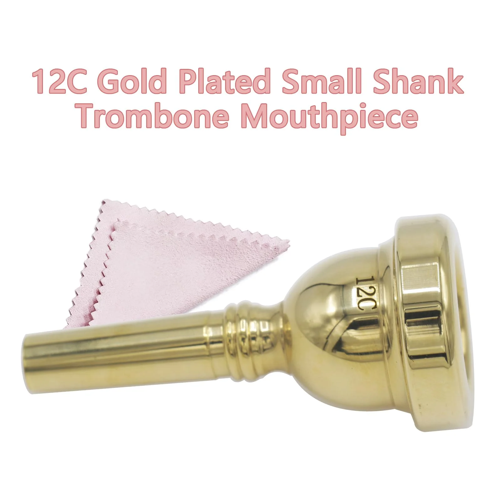 CashBeat 12C Gold Plated Small Shank Trombone Mouthpiece, Euphonium Mouthpiece for Superior Sound, Compatible with Baritone and Tenor Trombone, Brass Instrument Accessories - Image 4