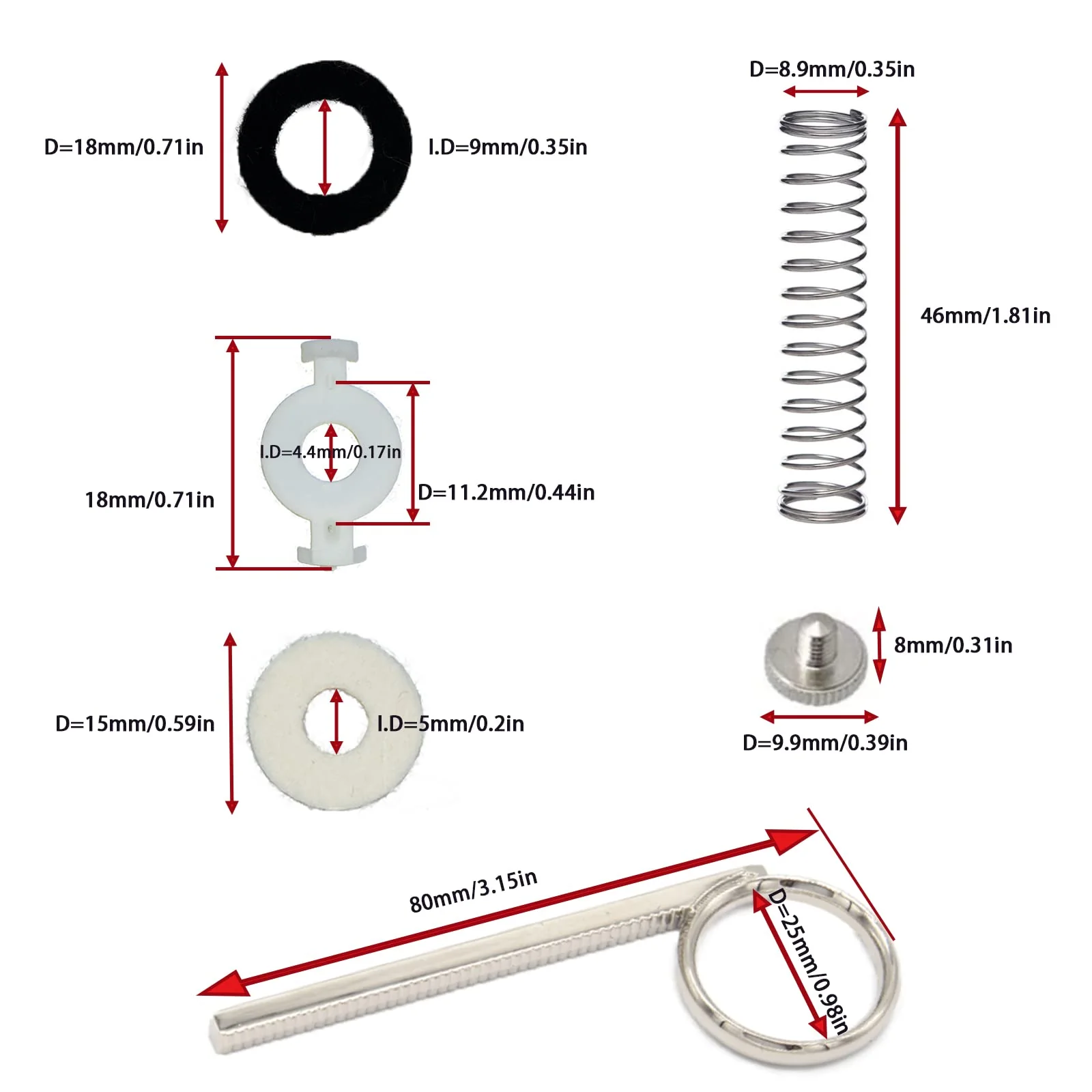 CashBeat Trumpet Repair Kit, Silver Trumpet Valve Cap Buttons, Piston Spring, Valve Spring Screw Parts, Essential Replacement Parts for Wind Instruments - Image 3