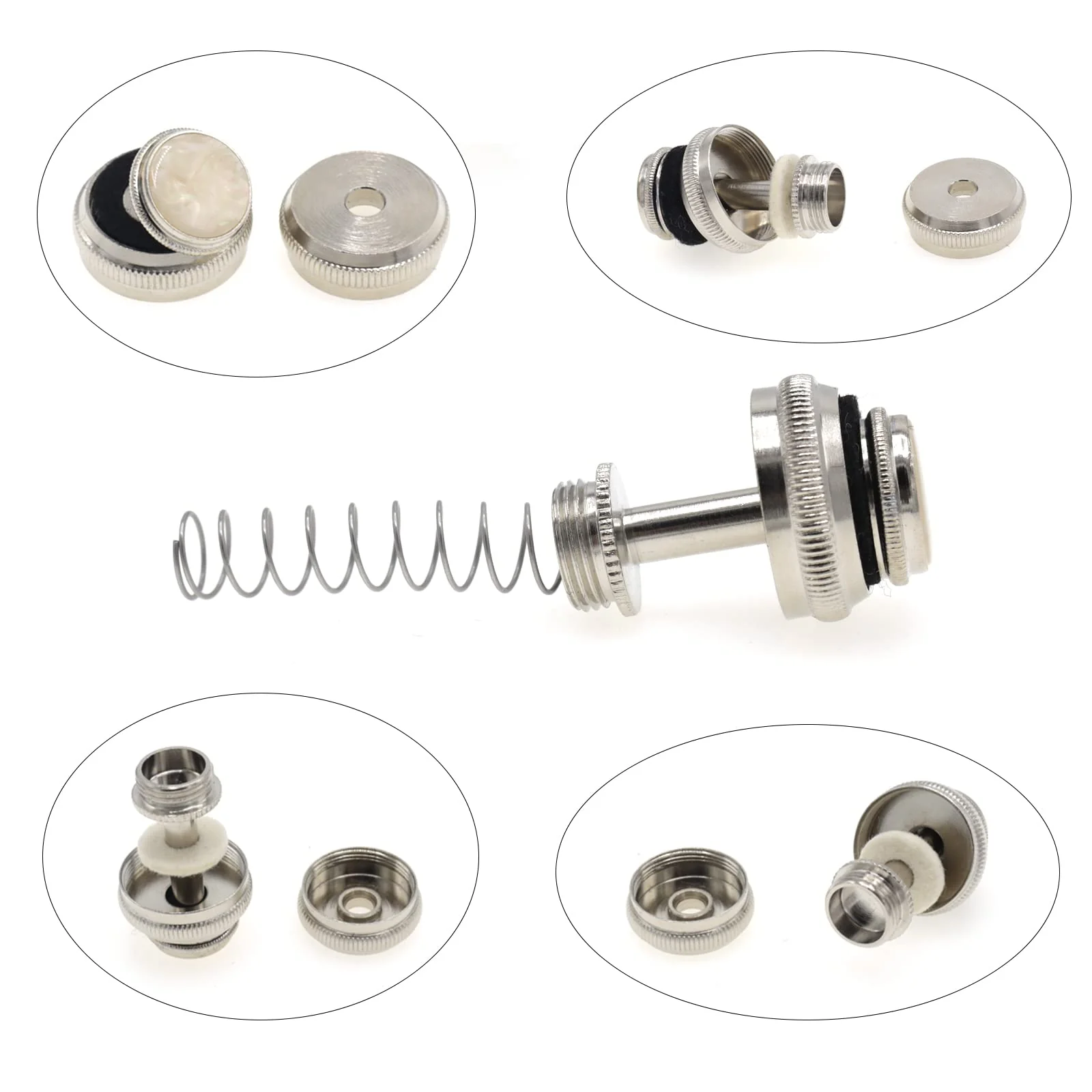 CashBeat Trumpet Repair Kit, Silver Trumpet Valve Cap Buttons, Piston Spring, Valve Spring Screw Parts, Essential Replacement Parts for Wind Instruments - Image 7