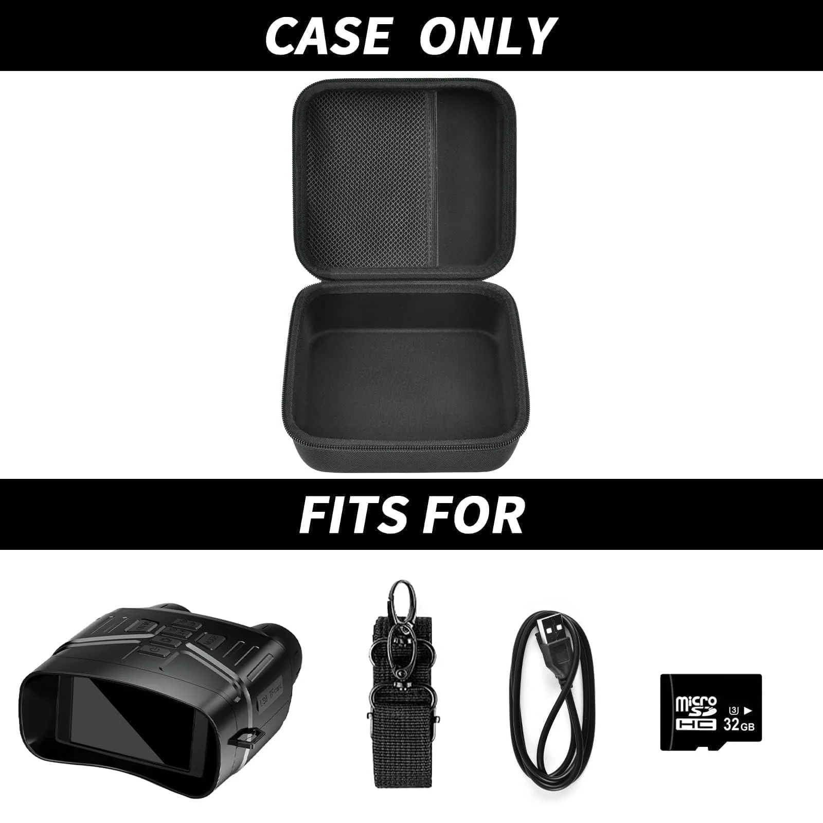 casmilee Case Compatible with HEXEUM/for Fvtga/for Vtiisamao Night Vision for Goggles - 4K Night Vision Binoculars, Holder for Telescopes Optics Scope, Mesh Pocket for 32GB Memory SD Card, Neck Strap Black - Image 2