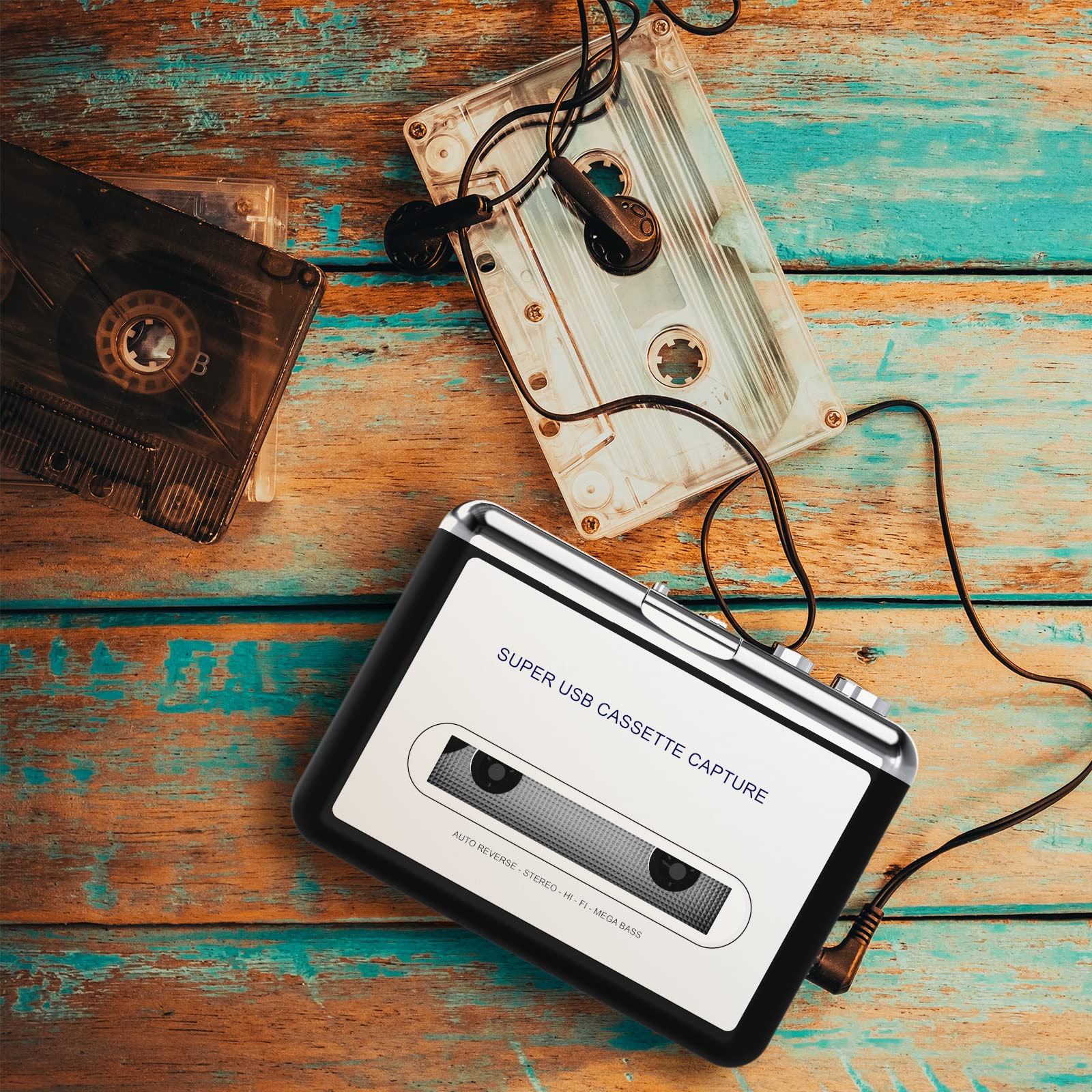 Cassette Player-Cassette Tape to MP3 CD Converter- Powered by Battery or USB,Convert Walkman Tape Cassette to MP3, Compatible with Laptop and PC, USB Cable,Software CD,3.5mm Jack Earphone GRAY - Image 7