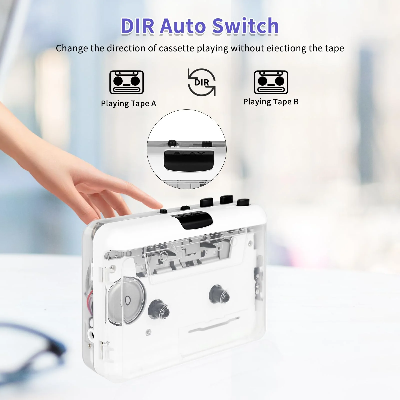 Cassette Player-Cassette to MP3 Converter with Tape Converter Software- Auto Reverse ＆Clear Stereo Cassette Tape Player-Built-in Cool Copper Wheel Movement＆Earphone - Image 3