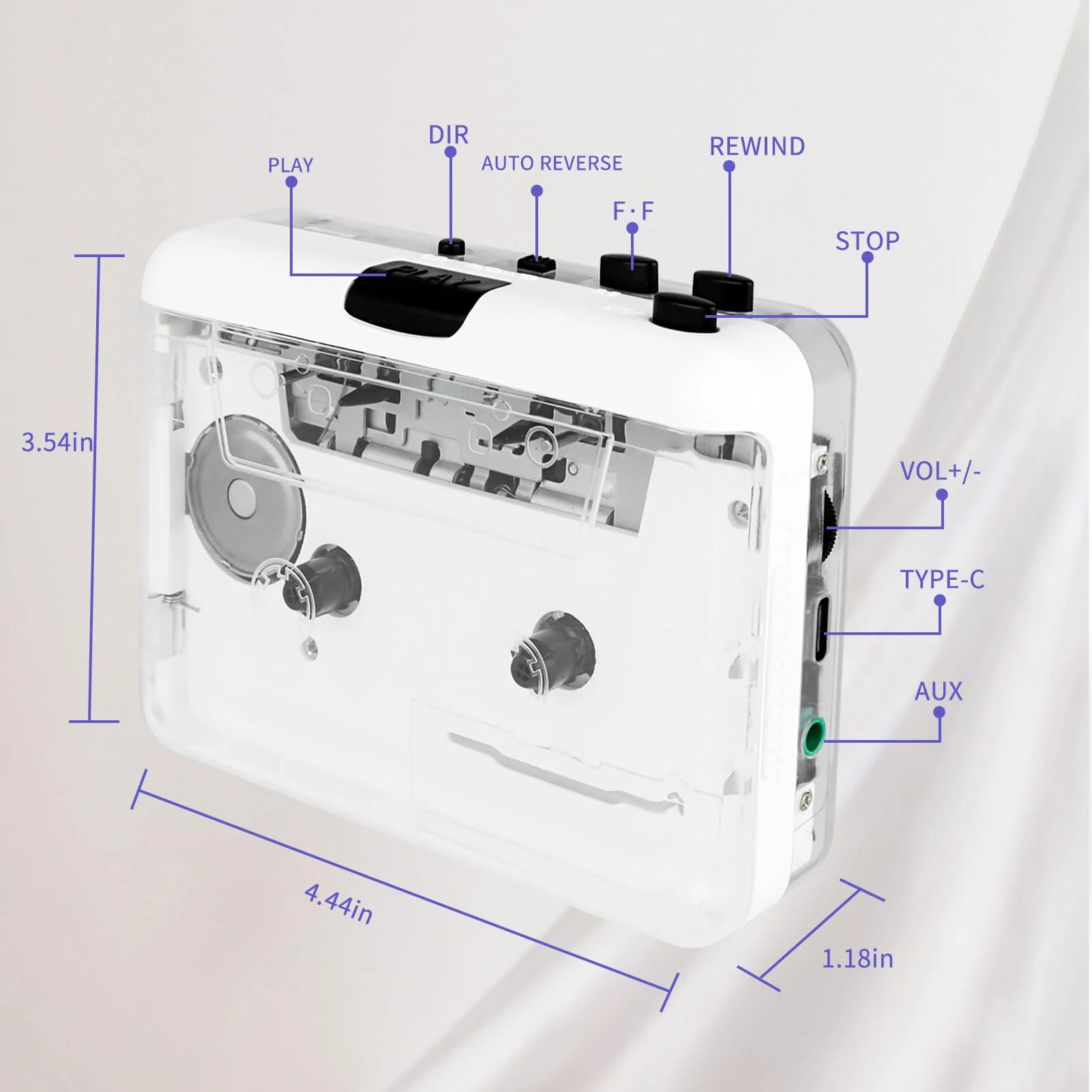 Cassette Player-Cassette to MP3 Converter with Tape Converter Software- Auto Reverse ＆Clear Stereo Cassette Tape Player-Built-in Cool Copper Wheel Movement＆Earphone - Image 8
