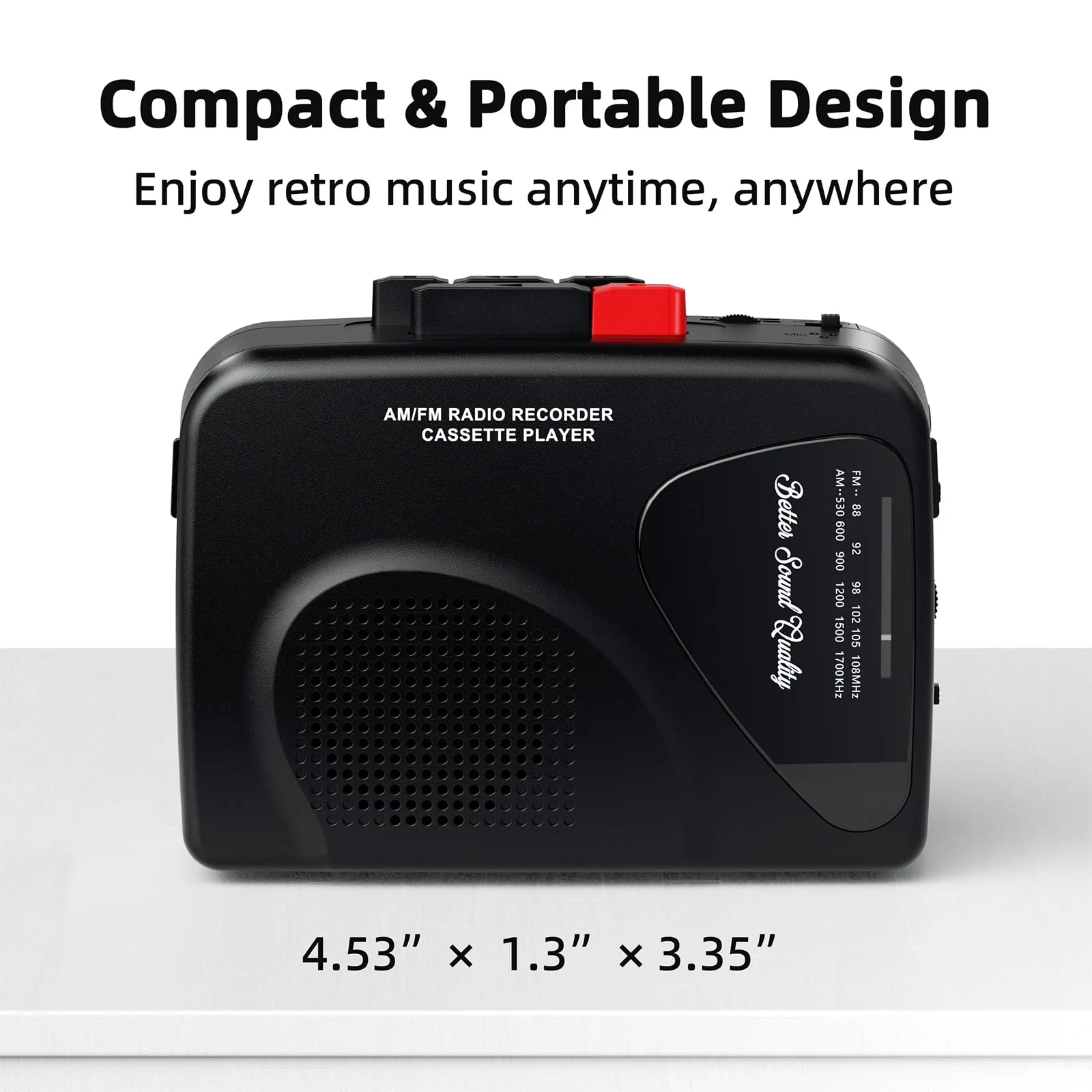 Cassette Player Tape Recorders AM/FM Radio, Portable Tape Player Records Built in Speakers Manual Record - 2AA Battery Or DC 5V Supply with 3.5MM Earphone- Black - Image 6