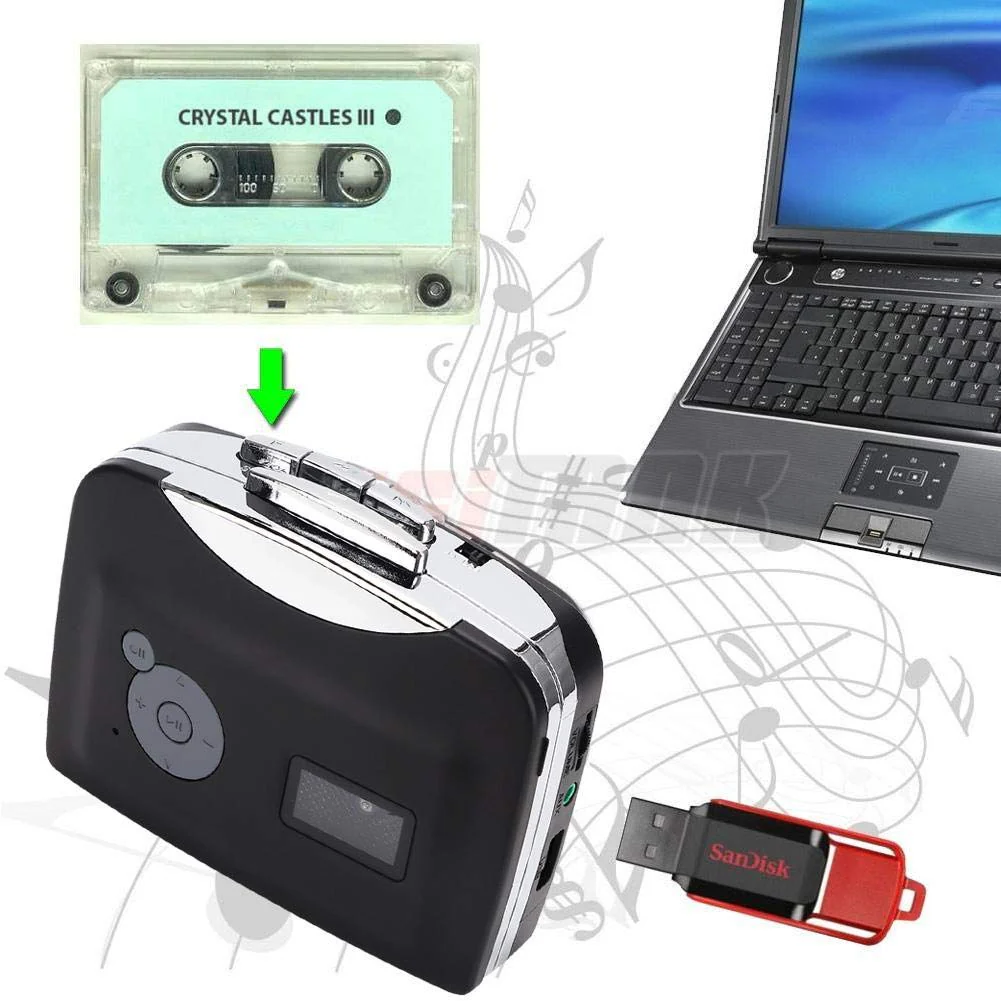 Cassette to MP3 Converter Stereo USB Cassette Digital Tape MP3 with Headphones for Computer, Speaker, Transfer to Mobile Phone, for iPod, etc. - Image 2