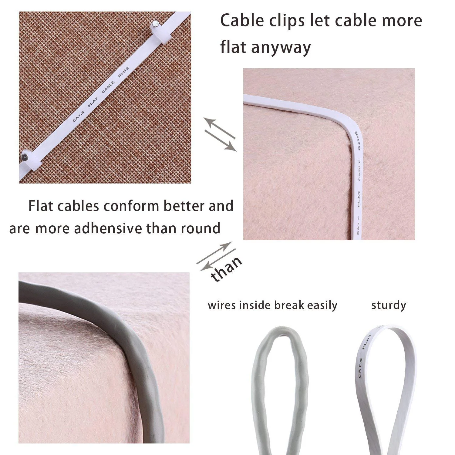 Cat 6 Ethernet Cable 25 ft White Flat - Solid Internet Network Lan patch cord – Cat6 High Speed Computer wire With clips & Rj45 Connectors for Router, modem, PS, Xbox– faster than Cat5e/Cat5 - 25 feet 25ft - Image 5