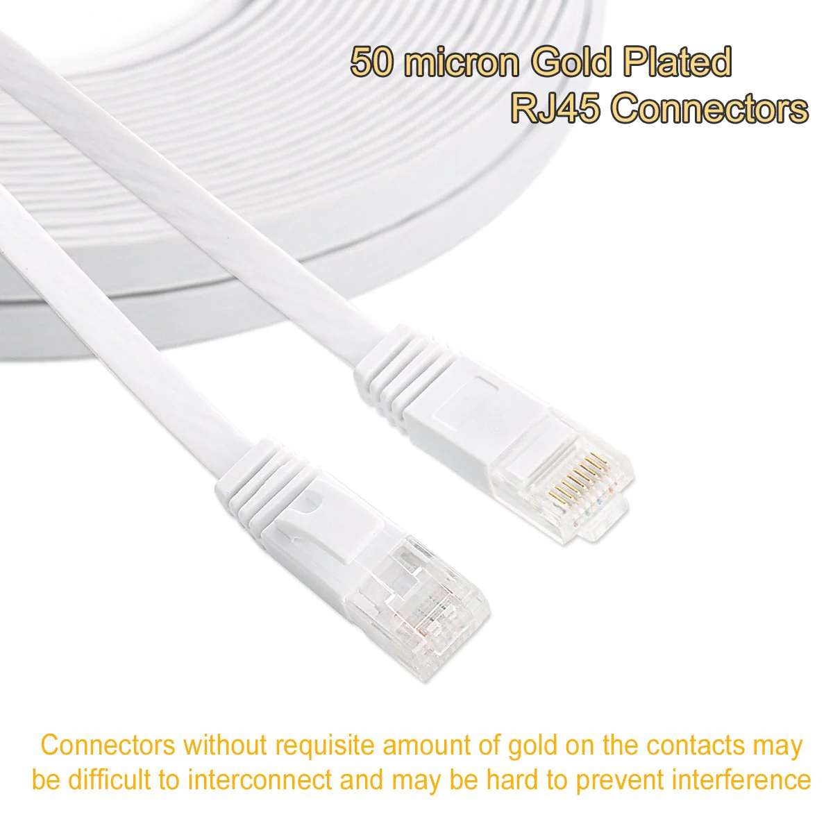 Cat 6 Ethernet Cable 50 ft, Outdoor&Indoor 10Gbps Support Cat7 Network, Flat Internet RJ45 LAN Patch Cords, Solid Cat6 High Speed Computer Wire with Clips for Router, Modem, PS4/5, Xbox, Gaming, White 50ft - Image 2