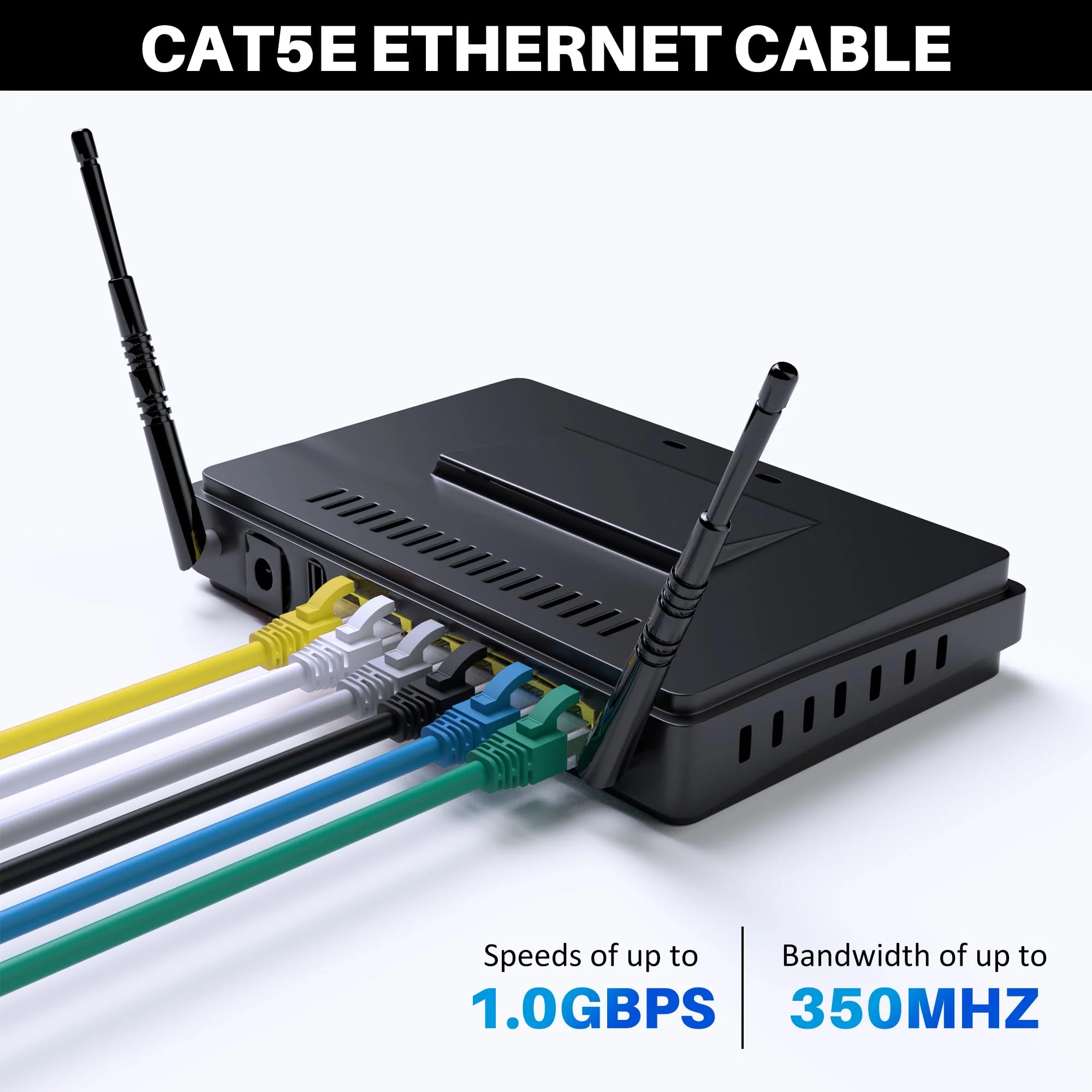 Cat5e Ethernet Cable 50 FT, Long Cat 5e Internet Cable, White Snagless Patch Cord, UV Resistant, Flexible, Network, LAN, PoE, Standard RJ45 Connector for PC, Server, Router, Modem, PS5 - with 15 Ties 50ft - Image 5