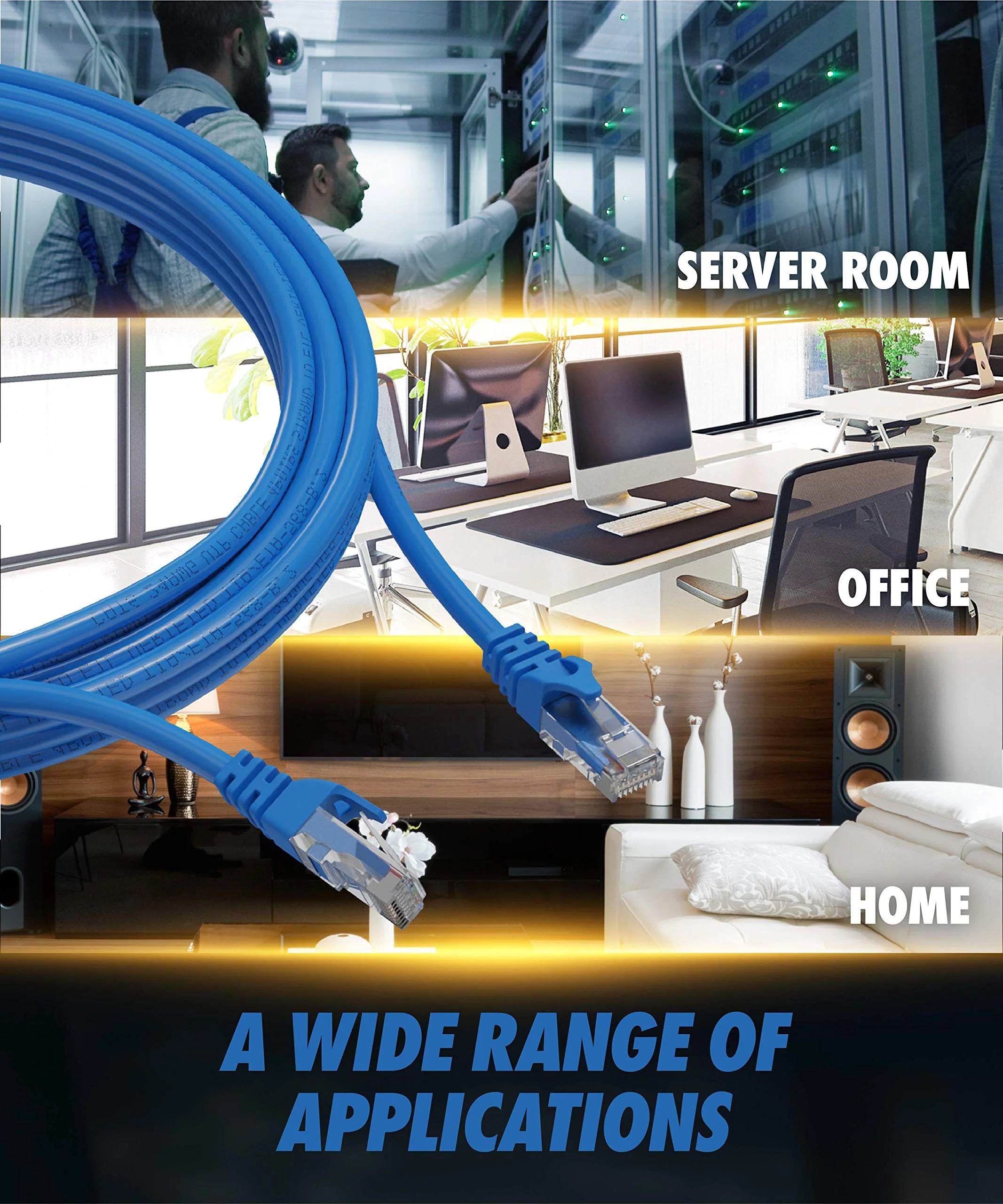 Cat6 Ethernet Cable, 75 ft - RJ45, LAN, UTP CAT 6, Network, Patch, Internet Cable - 75 Feet Black - Image 7