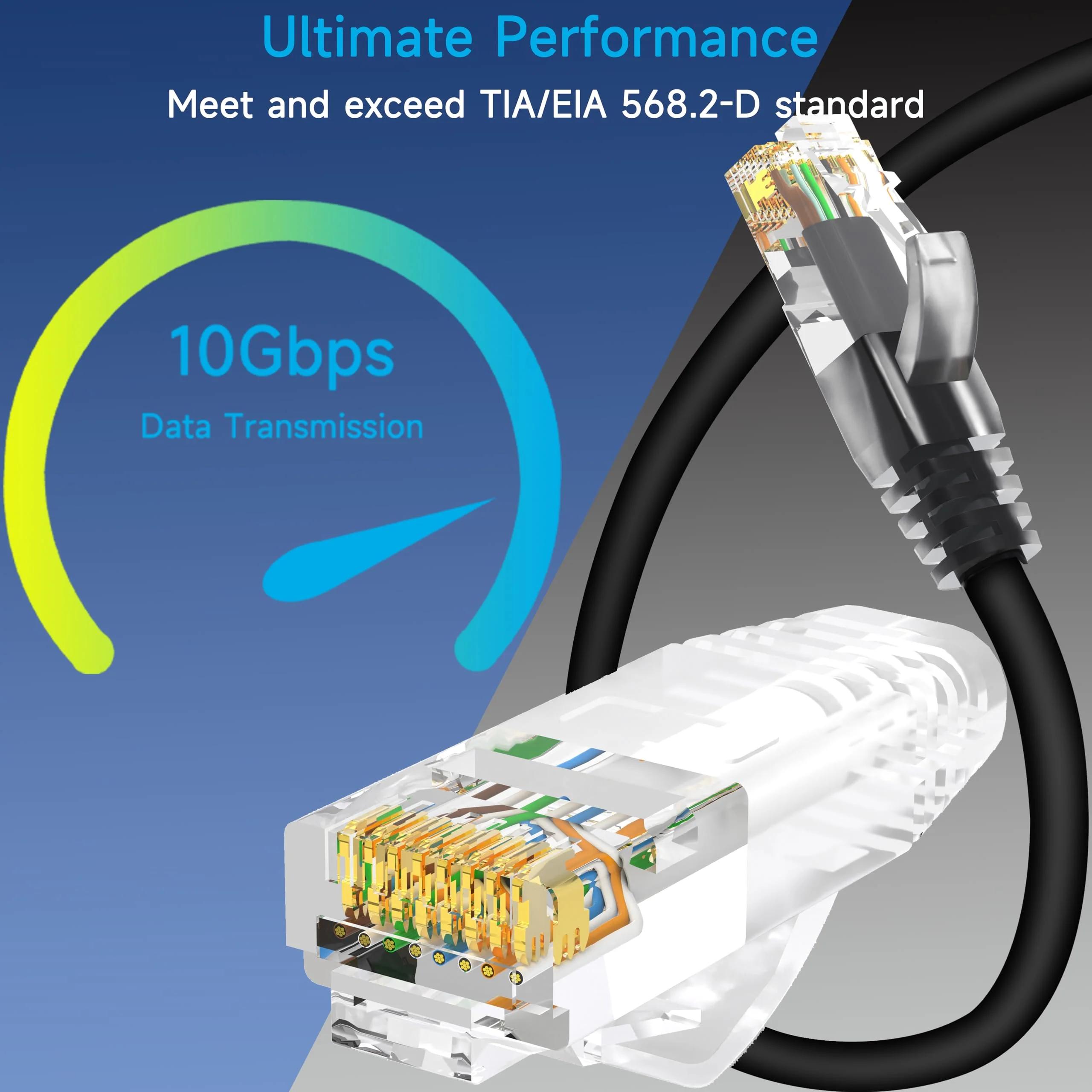 Cat6 Ethernet Patch Cable 6 ft (10 Pack), Cat6 Patch Cable for Data Centers, Cat 6 Patch Cable 10G, Network Patch Cables for Home and Enterprise Network -Black Black 6ft - Image 2
