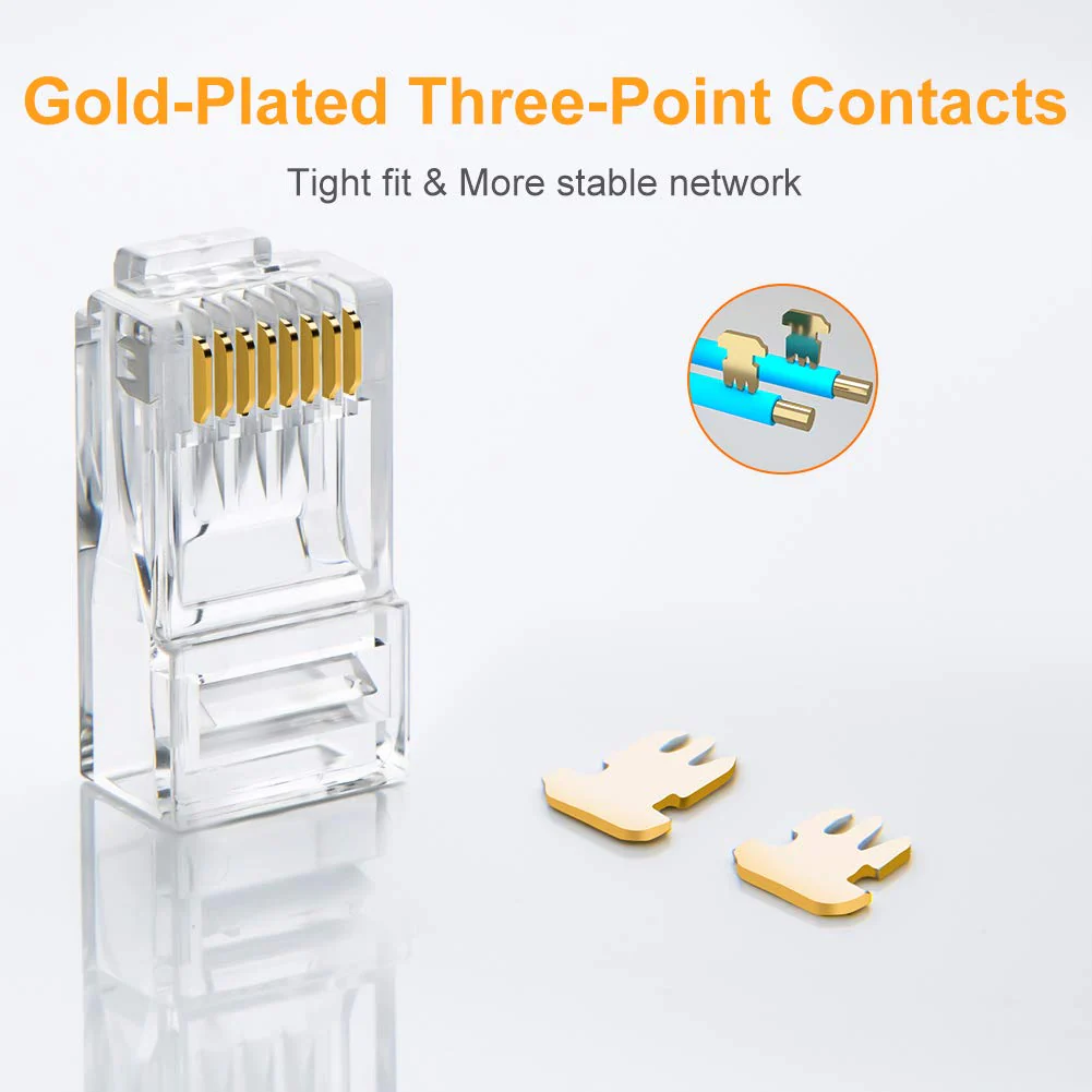 Cat6 RJ45 Ends, CableCreation 100-PACK Cat6 Connector, Cat6 / Cat5e RJ45 Connector, Ethernet Cable Crimp Connectors UTP Network Plug for Solid Wire and Standard Cable, Transparent 100PCS - Image 4