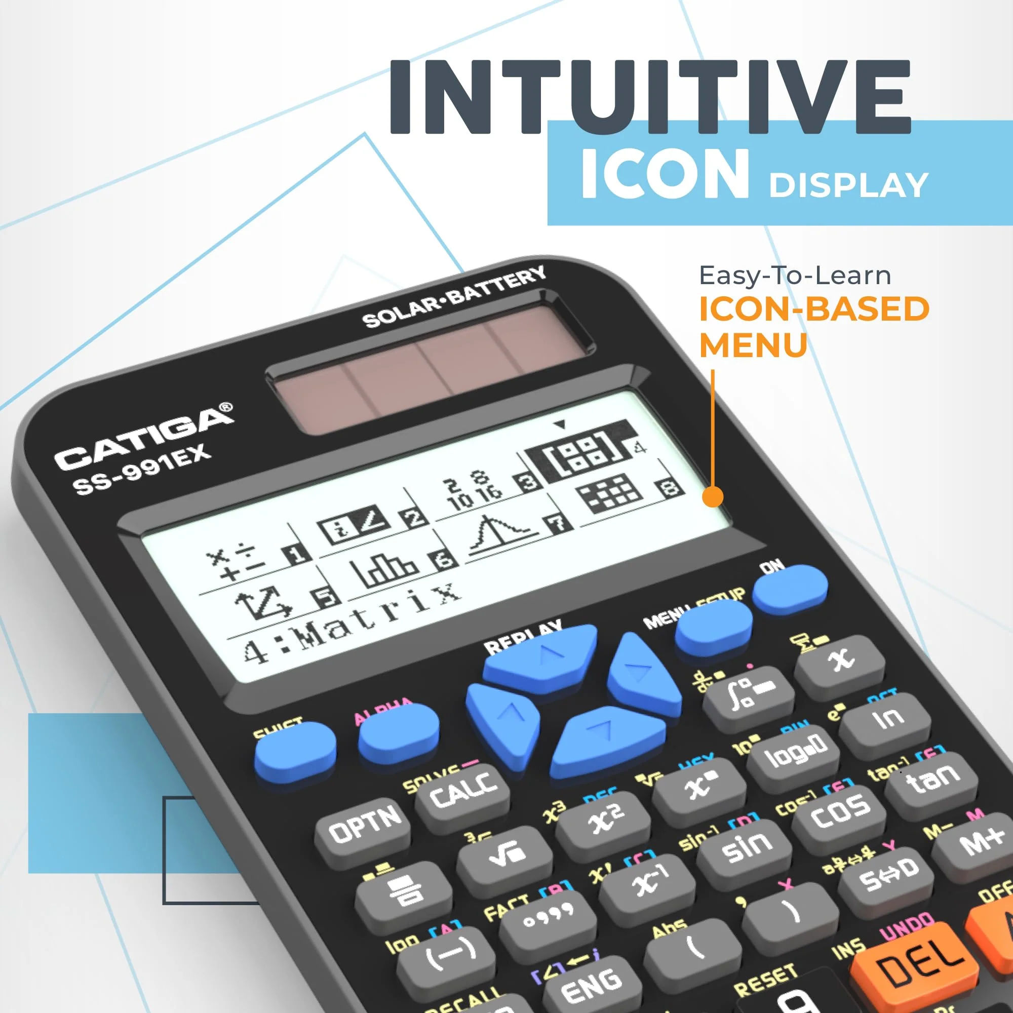 CATIGA SS-991EX Scientific Calculator with Advanced 550 Functions- Solar & Battery Powered, Multi-Function, High School & College Math, Trigonometry, Statistics, Algebra, Durable, Large Display - Image 4