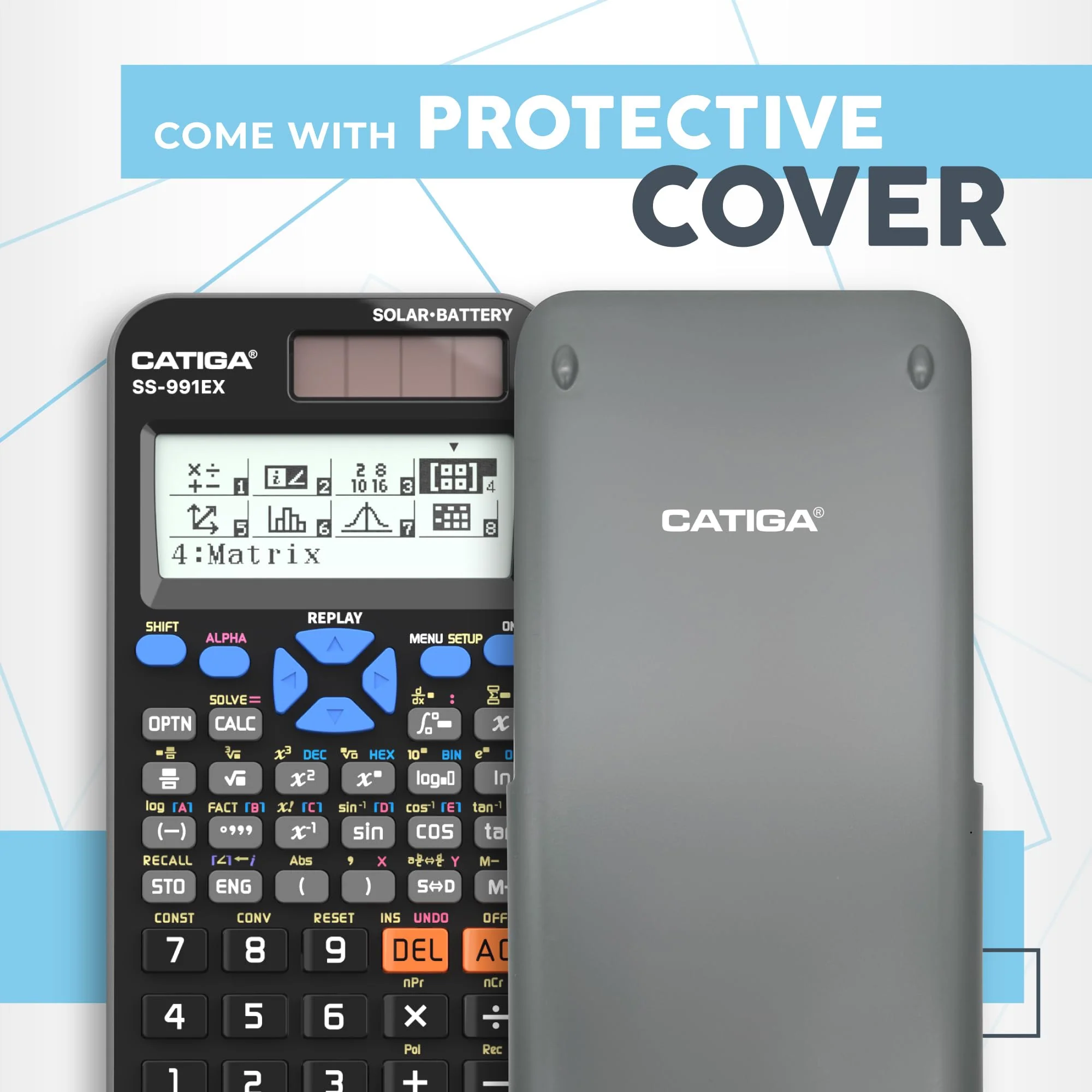 CATIGA SS-991EX Scientific Calculator with Advanced 550 Functions- Solar & Battery Powered, Multi-Function, High School & College Math, Trigonometry, Statistics, Algebra, Durable, Large Display - Image 6